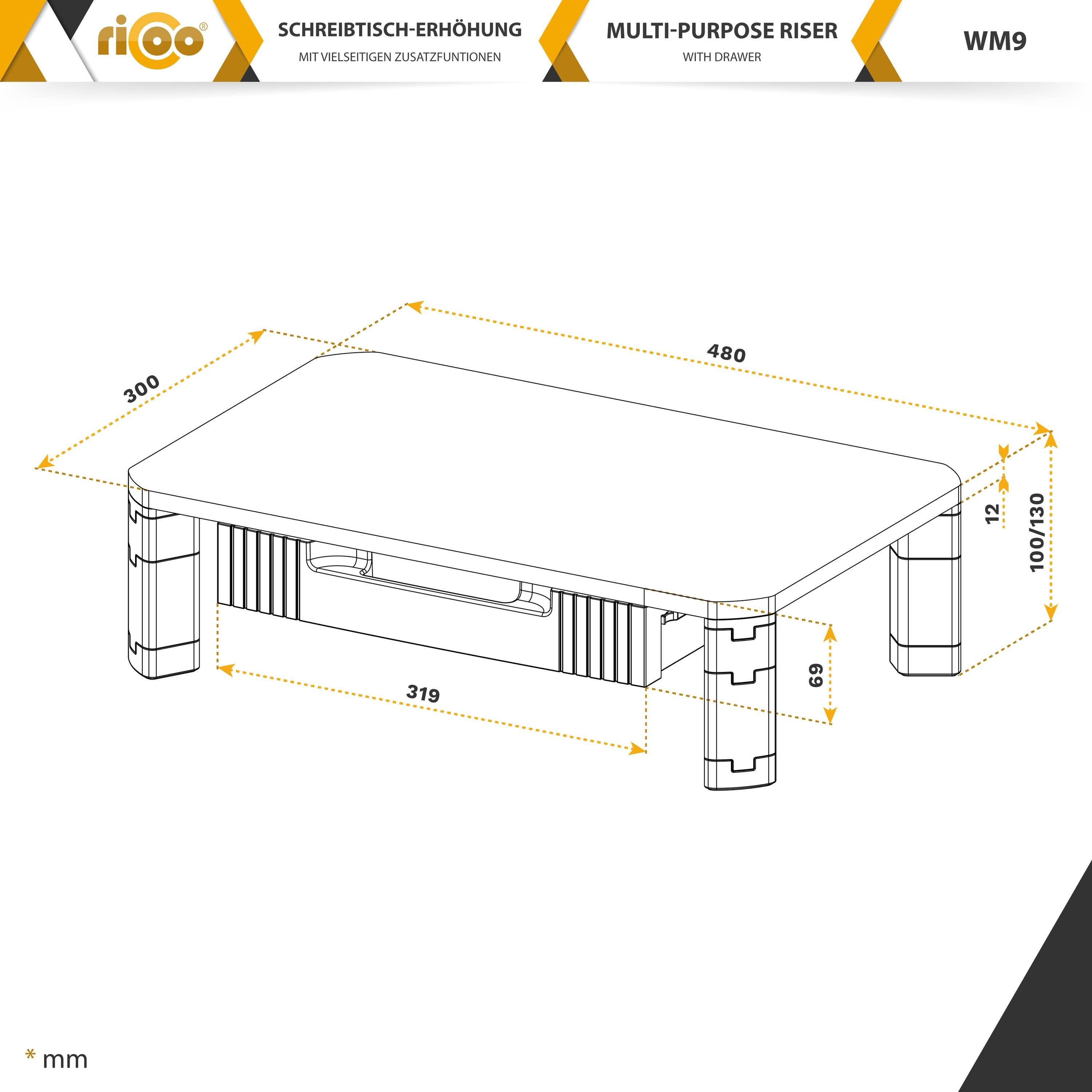 Bildschirm RICOO Schreibtischaufsatz Aufsatz Monitorerhöhung Stauraum mit WM9, Monitorständer Tisch
