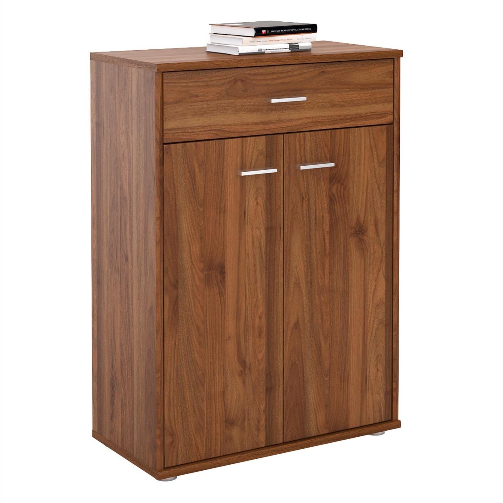 CARO-Möbel Highboard TOMMY, Kommode Sideboard Schrank in nussbaum 2 Türen Anrichte Highboard