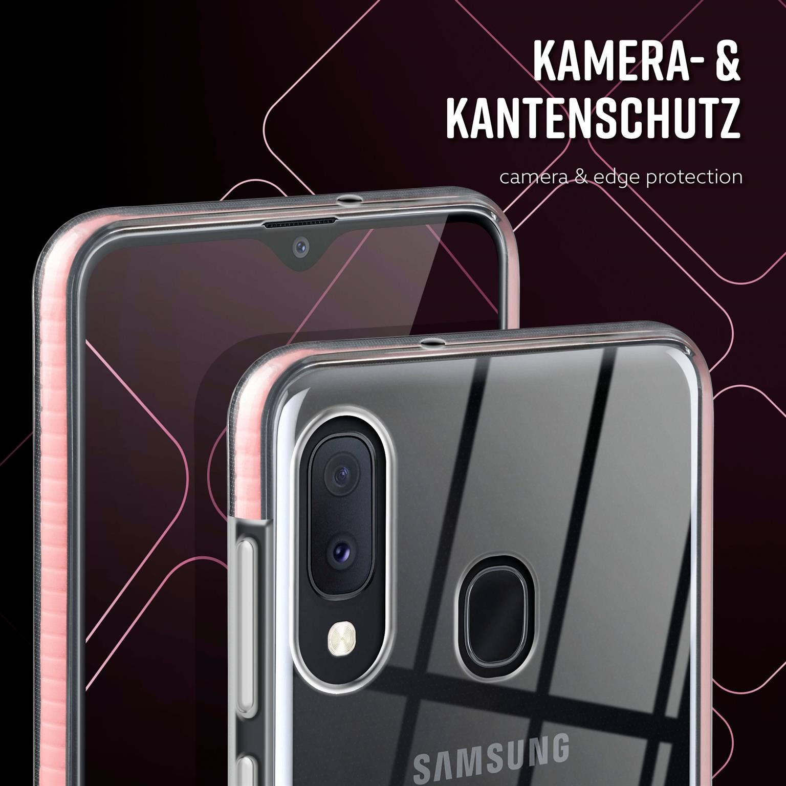 ONEFLOW Handyhülle für Samsung Galaxy A20e Hülle Silikon Cushion Case Rosa 5,8 Zoll, Schutzhülle Transparent Bumper Back Cover Silikonhülle Durchsichtig