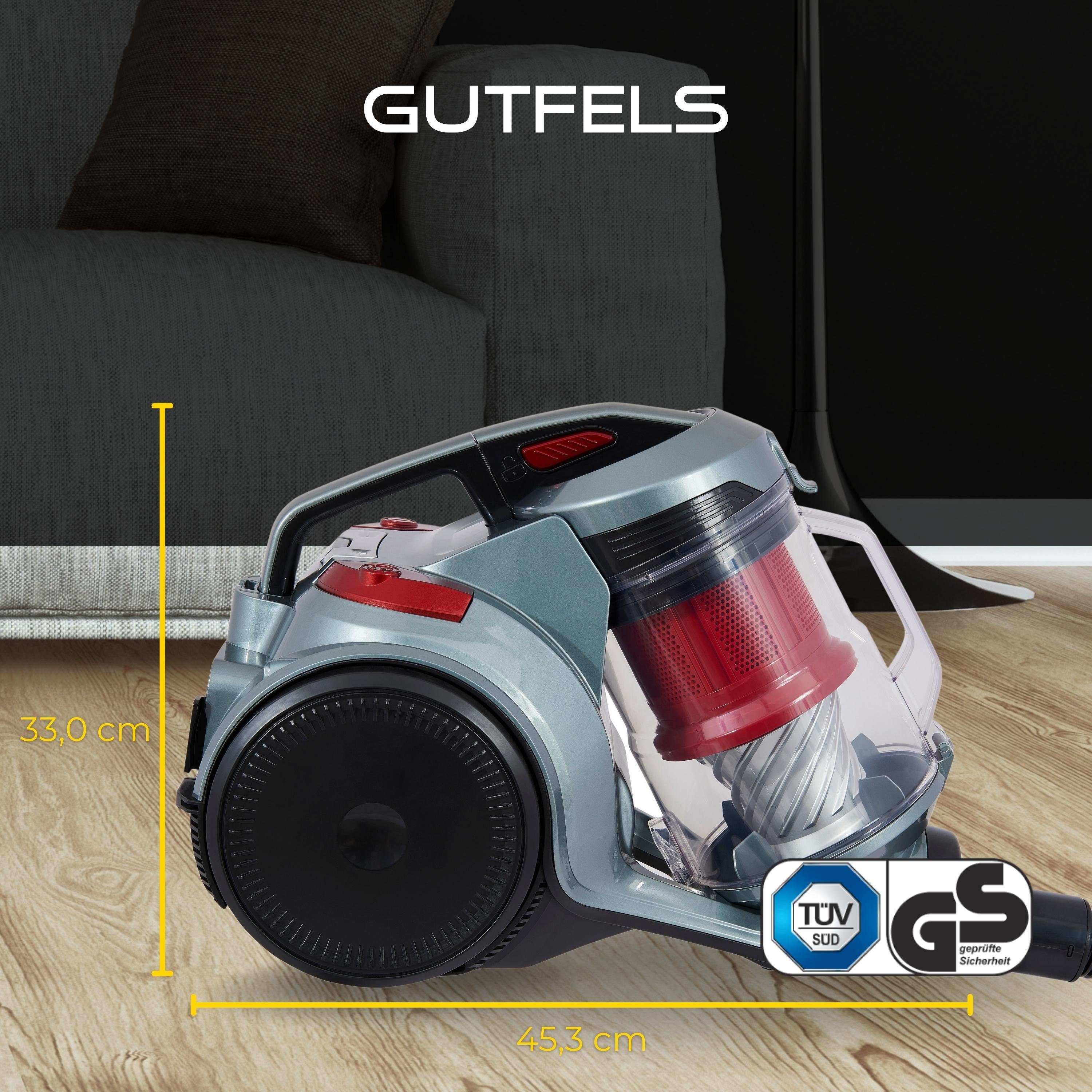 Gutfels Zyklon Hybrid Staubsauger HEPA-Filter waschbarer 3010, Beutellos, Saugen und und komfortables CLEAN beutelloses 850 W