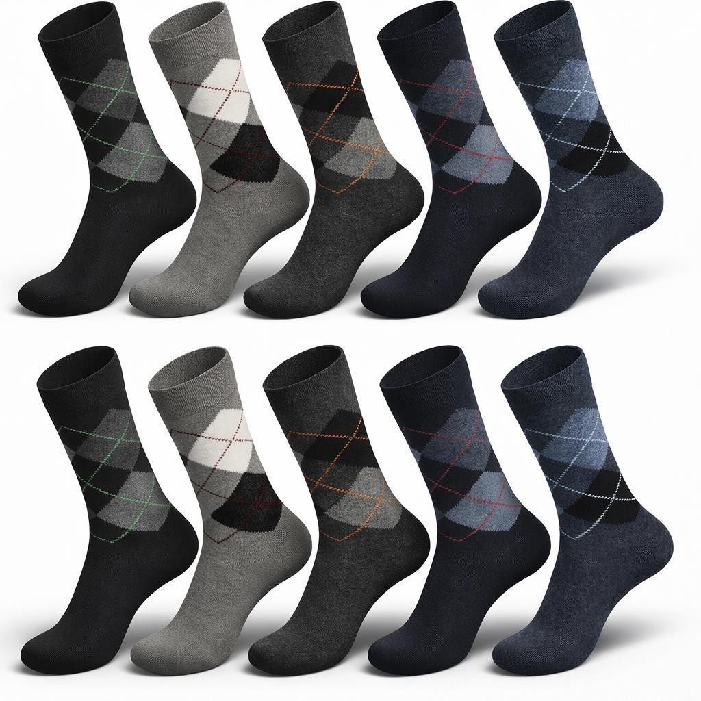 EloModa Basicsocken 10 Paar Herren Business Socken – Komfortbund – 80% Baumwolle – Schwarz (10-Paar) mit Komfortbund ohne Gummi