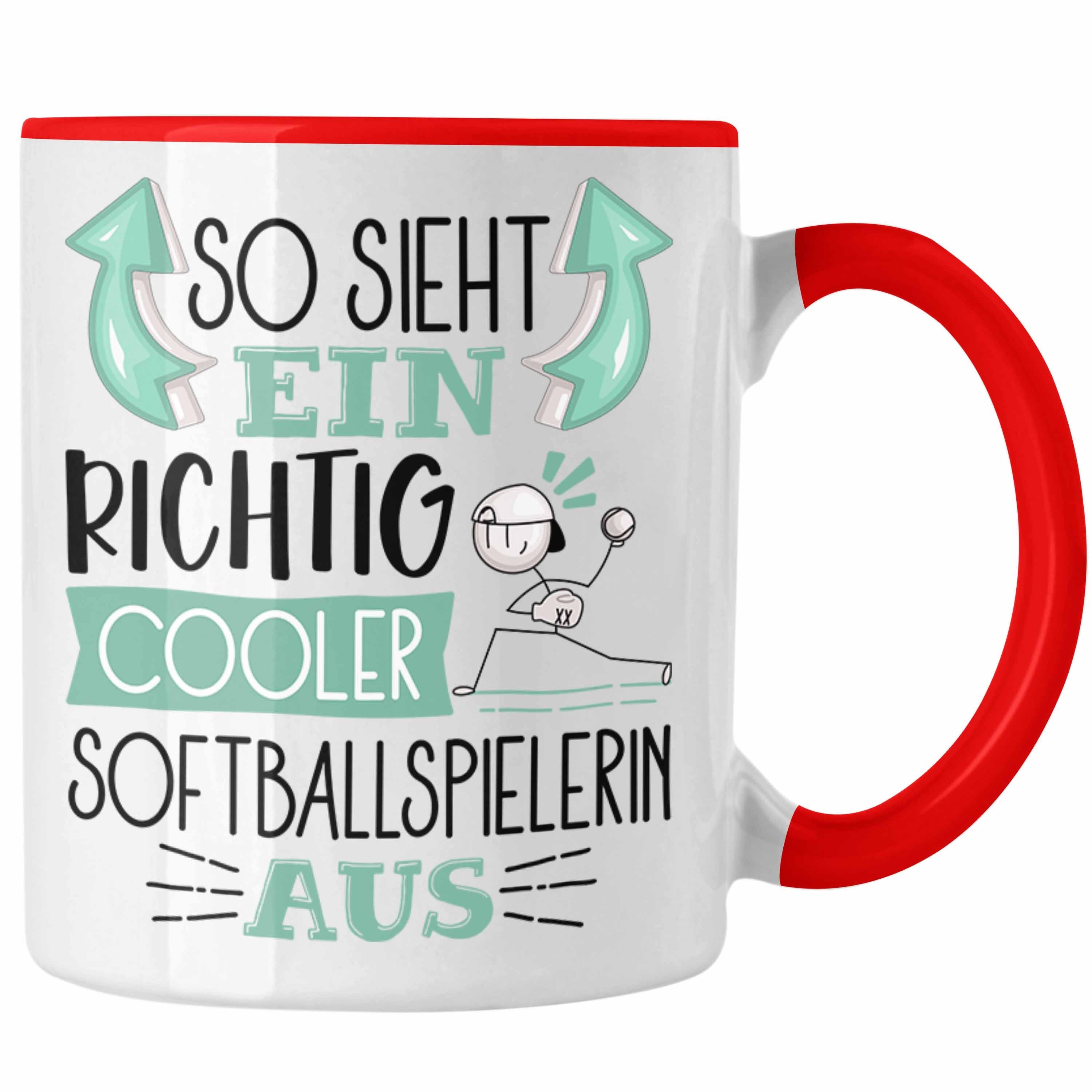 Trendation Tasse So Sieht Ein Richtig Cooler Softballspielerin Aus Geschenk Tasse Lust Rot