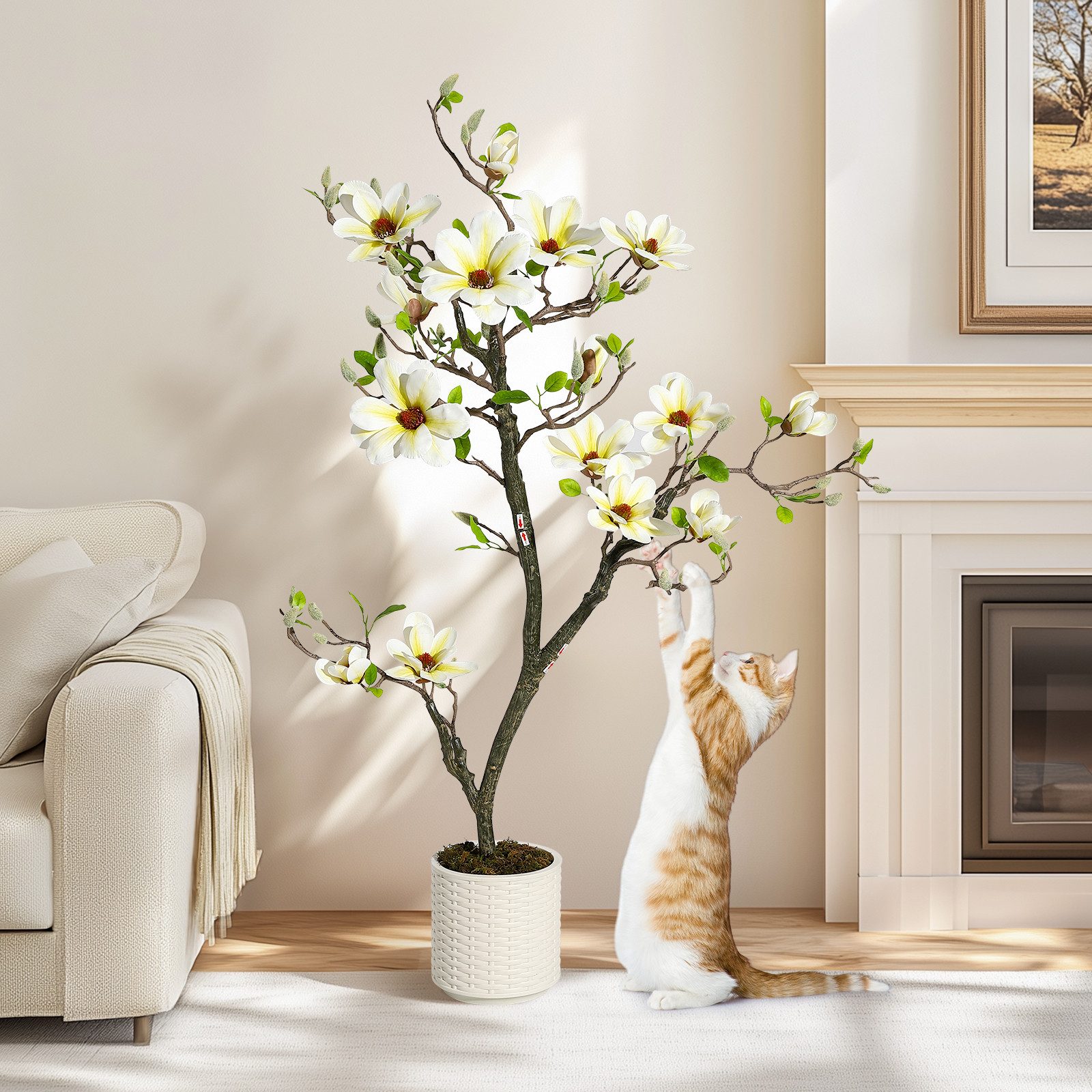 Kunstbaum Künstlicher Magnolienbaum Kunstpflanze Magnolie, GarveeMore, Höhe günstig online kaufen