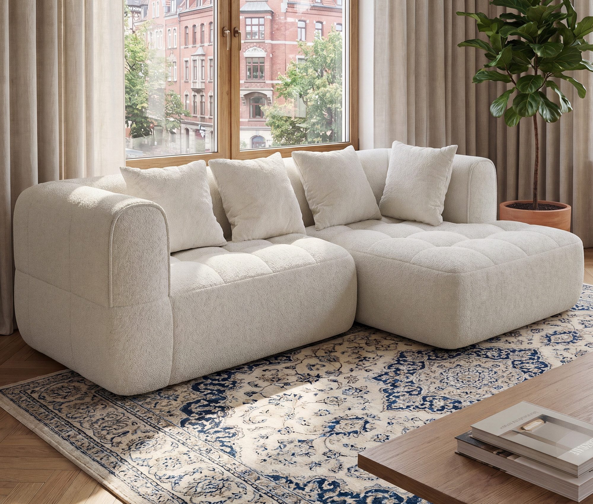 HOMALL Ecksofa 243 cm L-Form Teddy Ecksofa mit weicher Polsterung, Ergonomische Armlehnen und ohne Montage für maximalen Sitzkomfort