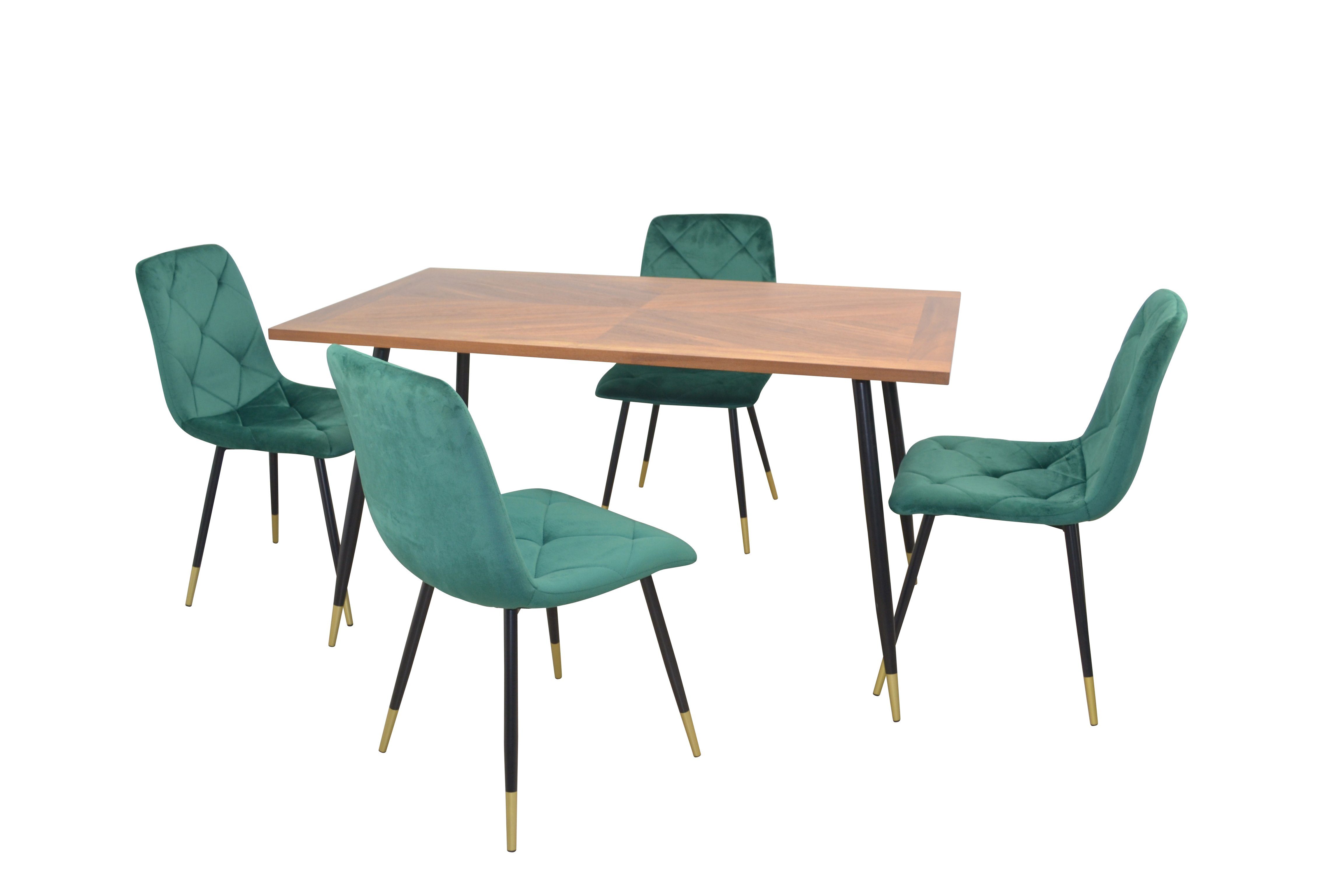Essgruppe moebel-direkt-online Esstisch grün Stühle) 5tlg., vier (Spar-Set, und