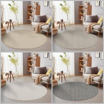 Teppich Unicolor, SIMPEX24, Rund, Höhe: 7 mm, Schlingenteppich Schlafzimmer Einfarbig Meliert Design