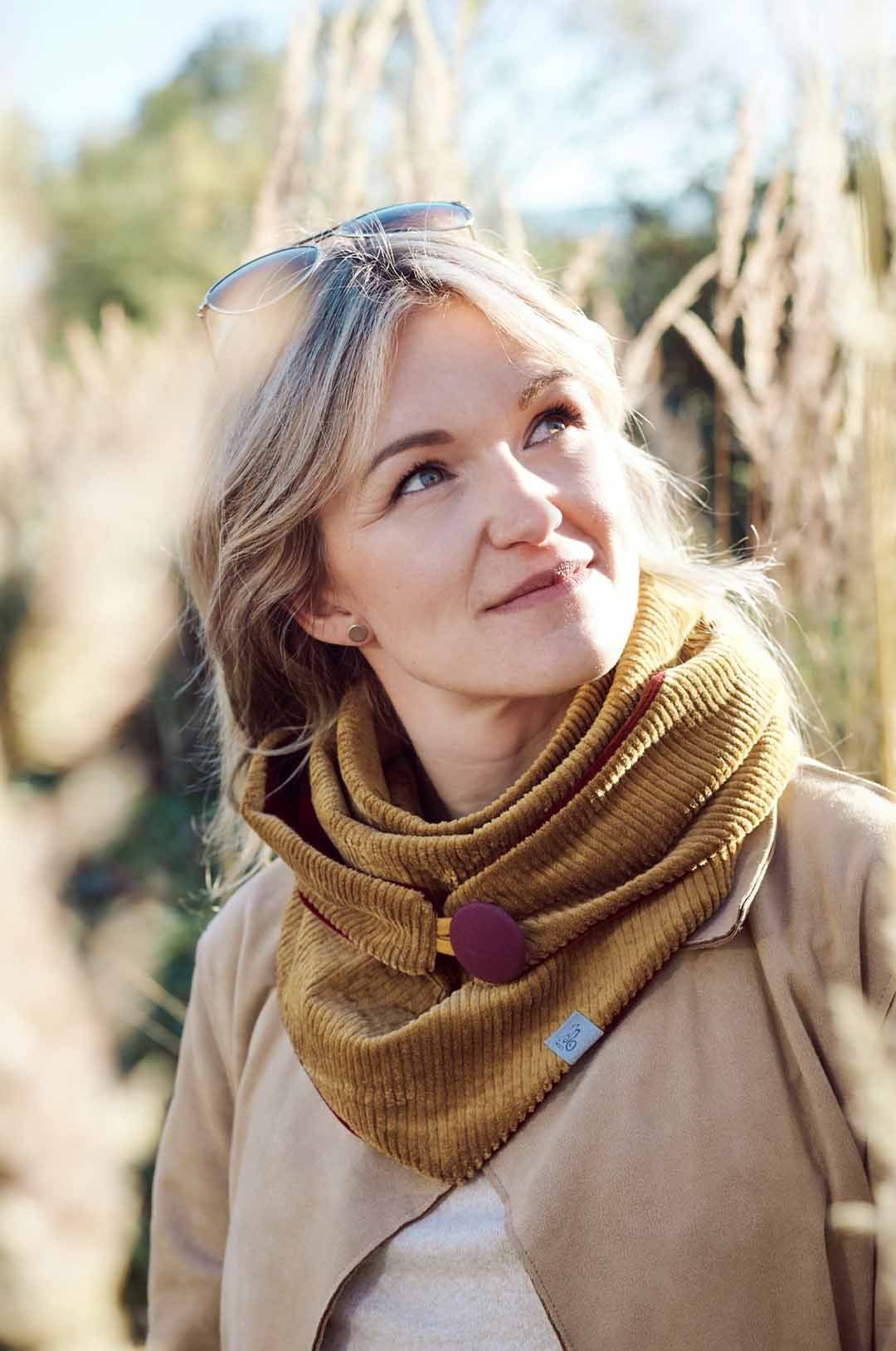 Wishproject® Halstuch Dreieckstuch, Cord, Cognac & Burgundy, XXL Schal, Loo günstig online kaufen