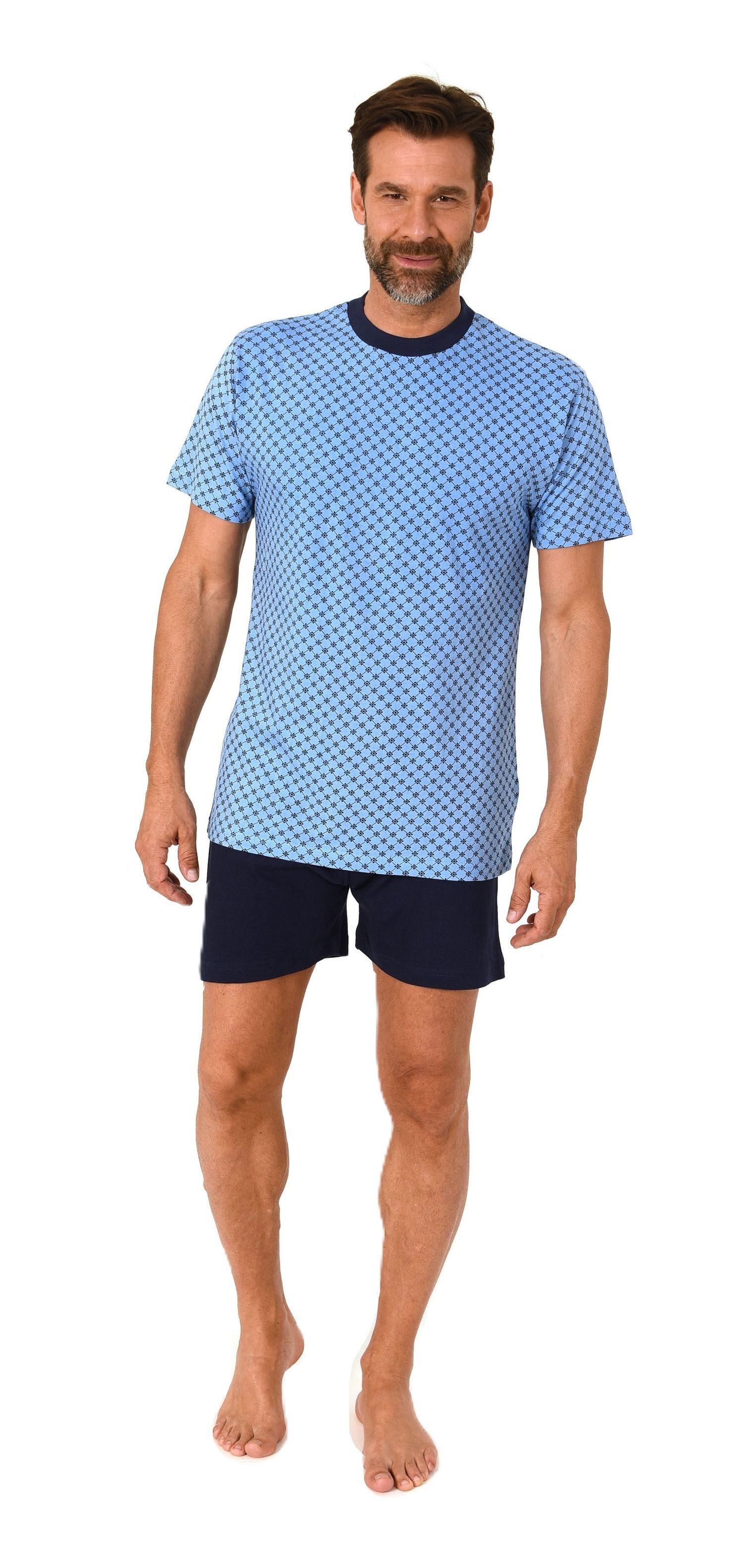 Normann Pyjama Herren kurzarm Schlafanzug Shorty Pyjama in Minimal-Print-Op günstig online kaufen