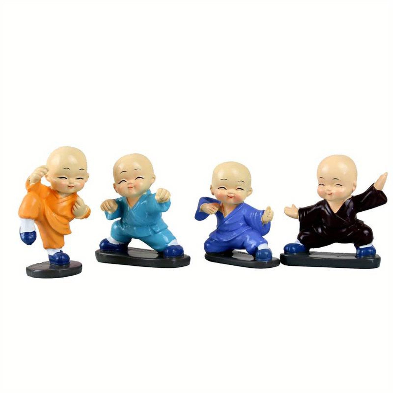 BAY-Sports Dekofigur Shaolin Mönche Kung Fu Budo Figur Chinesischer Buddha Deko Meditation (4er Set, 4 Stück im Set), Reizend und liebevoll verarbeitet