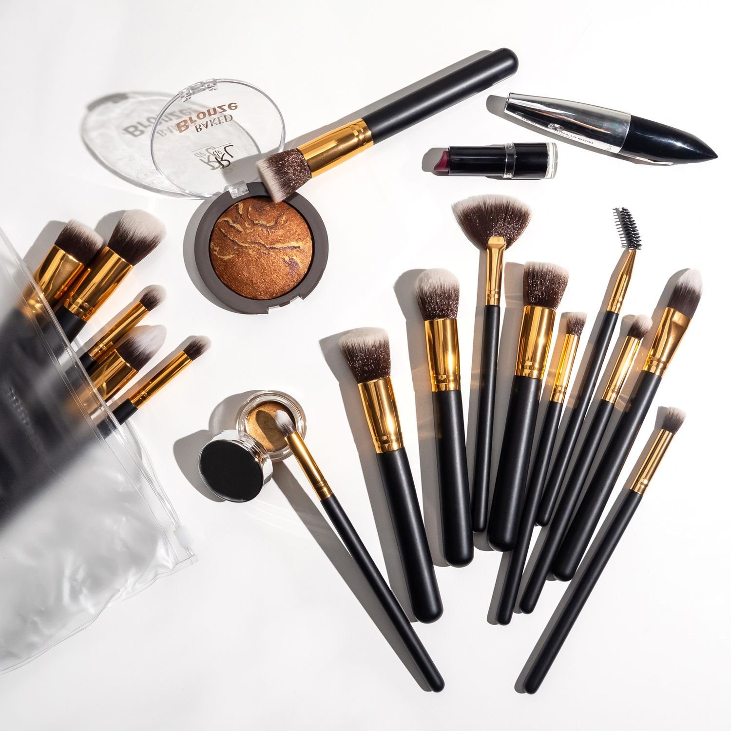 Intirilife Kosmetikpinsel-Set, 16 tlg., Make Up Pinsel Set 16-teilig Synthetisches Pinselhaar