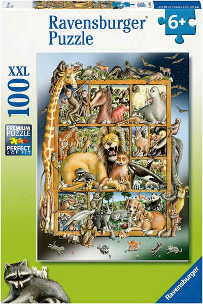 Ravensburger Puzzle Tiere im Regal, 100 Puzzleteile, Made in Germany