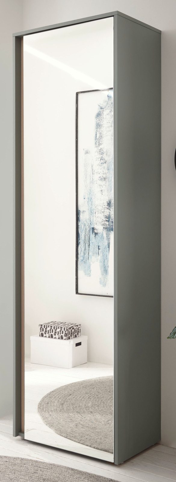 Furn.Design Garderobenschrank Center (Garderobe in Salbei Grün mit Eiche, 60 x 200 cm) mit großer Spiegeltür