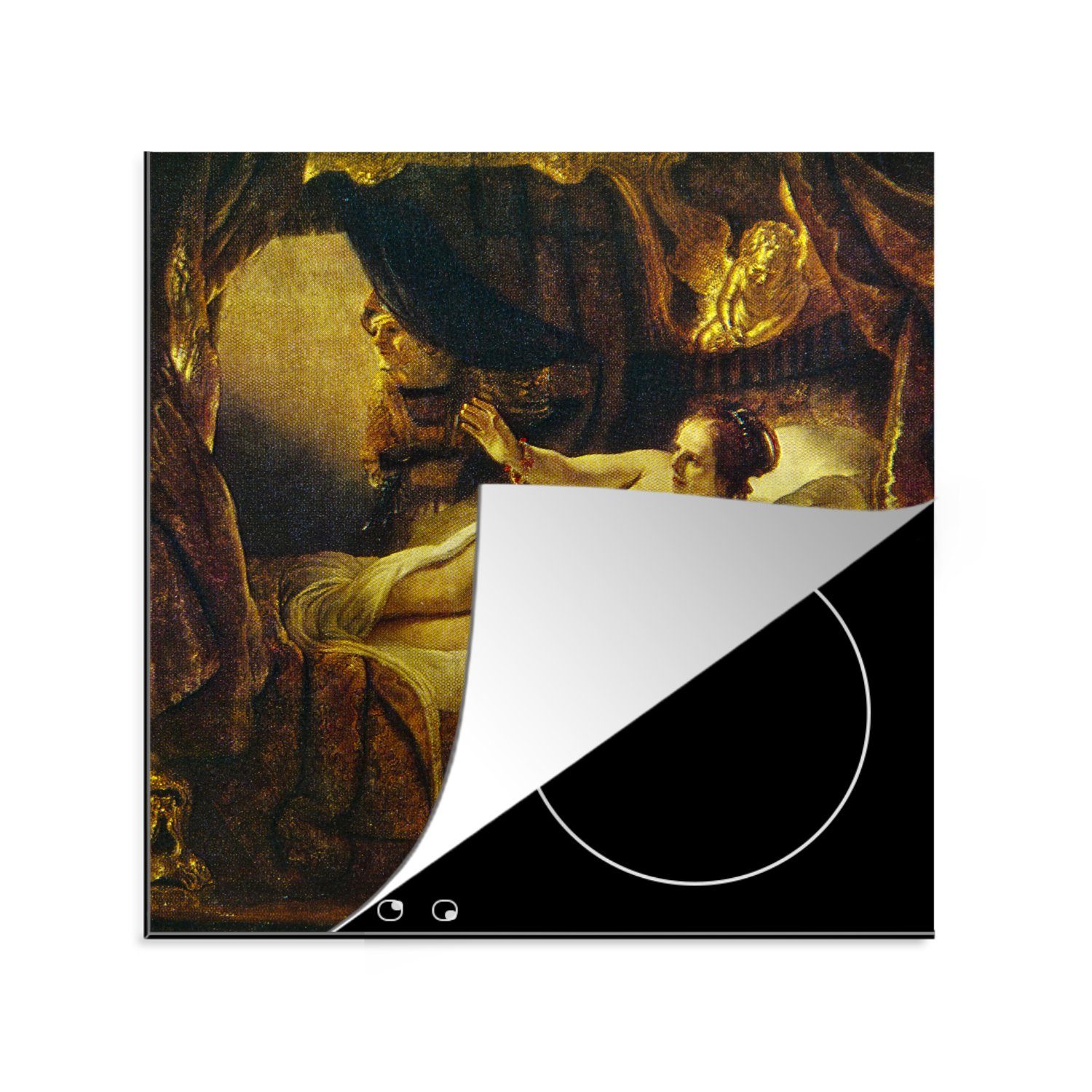 MuchoWow Herdblende-/Abdeckplatte Danaë - Gemälde von Rembrandt van Rijn, Vinyl, (1 tlg), 78x78 cm, Ceranfeldabdeckung, Arbeitsplatte für küche
