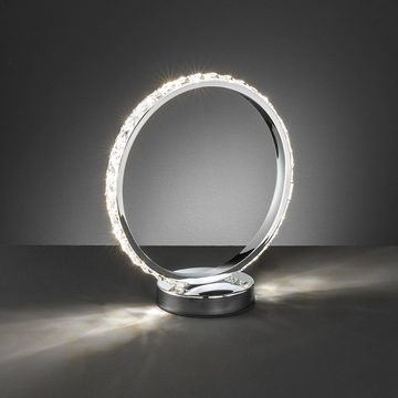 WOFI LED Tischleuchte, Leuchtmittel inklusive, Warmweiß, Tischlampe Wohnzimmerleuchte Kristallleuchte Designleuchte Ring