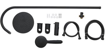 Vereg Duschsystem NERO, 1 Strahlart(en), Duschsäule in schwarz inklusive Kopf- und Handbrause, rund