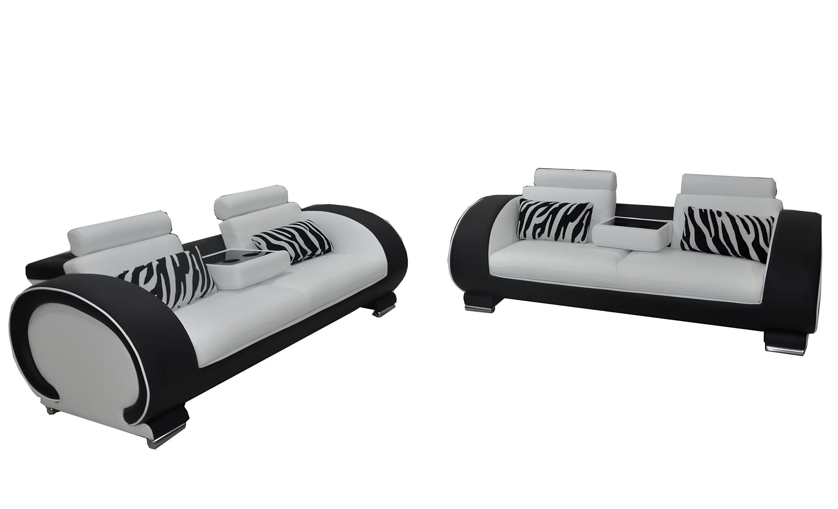 Xlmoebel Polstergarnitur Elegantes Ledersofa in modernem Design für stilvolles Wohnen, (2-tlg., Sofagarnitur 3+3 Sessel A1153), Hergestellt in Europa