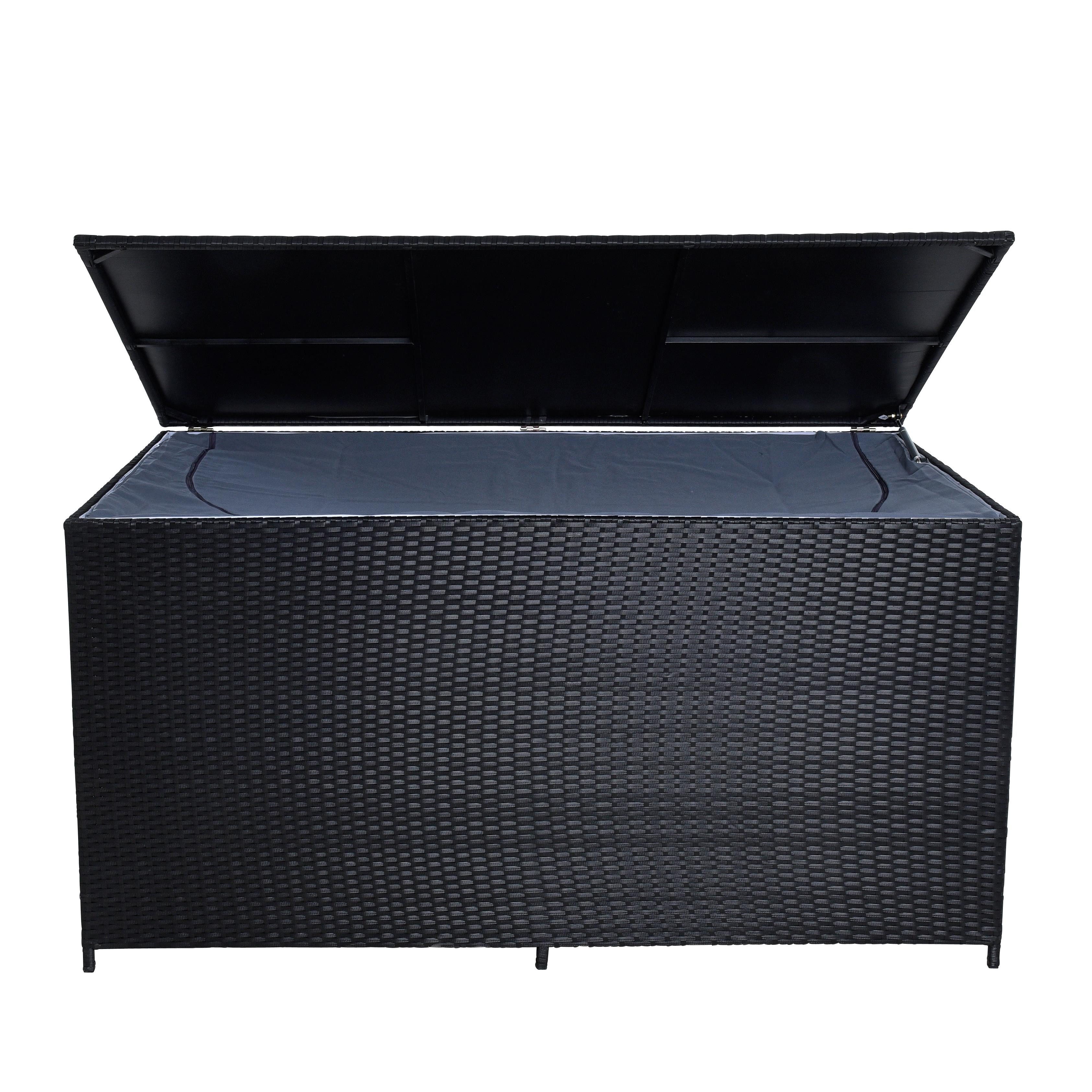 ESTEXO Auflagenbox Poly Rattan 870 Liter XXL Kissenbox Box Aufbewahrungsbox Schwarz