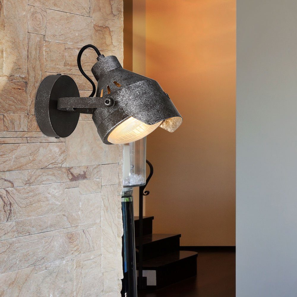 etc-shop Wandleuchte, Leuchtmittel schwarz nicht Vintage Lampe Zimmer inklusive, Retro Wohn Leuchte Beleuchtung Wand Spot