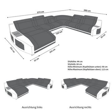 Sofa Dreams Wohnlandschaft Ledersofa Swing XXL u Form Mini, Designersofa