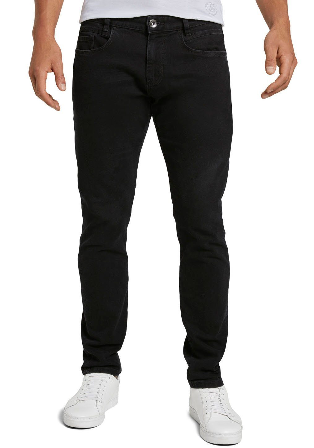 TOM TAILOR Slim-fit-Jeans TROY unifarben black-denim
