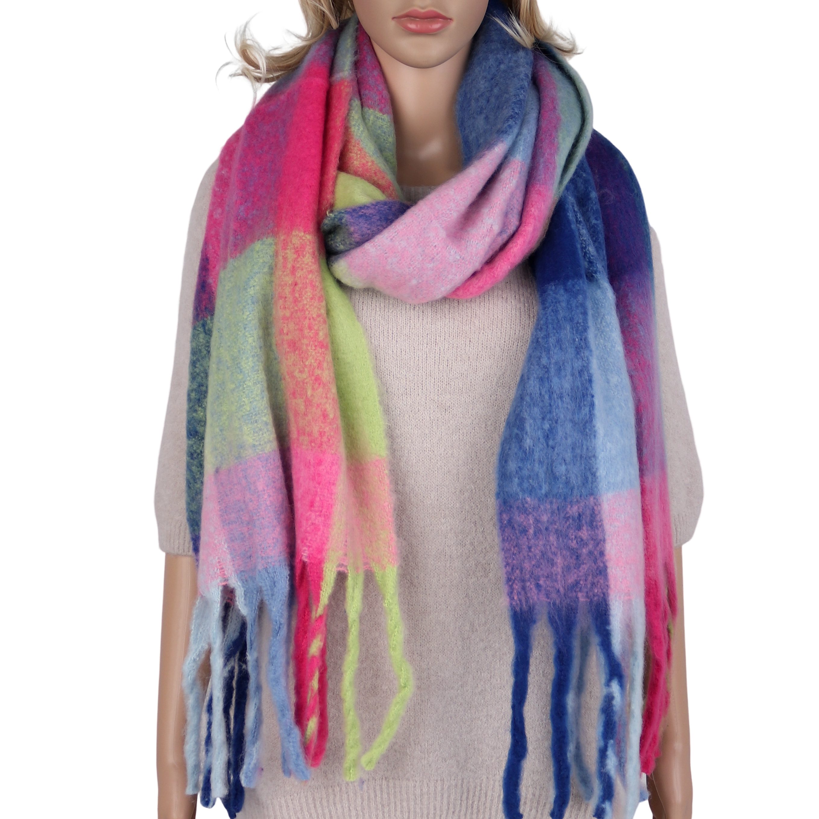 MIRROSI Modeschal weicher und warmer Schal Karomuster mit Fransen, 42x200cm günstig online kaufen