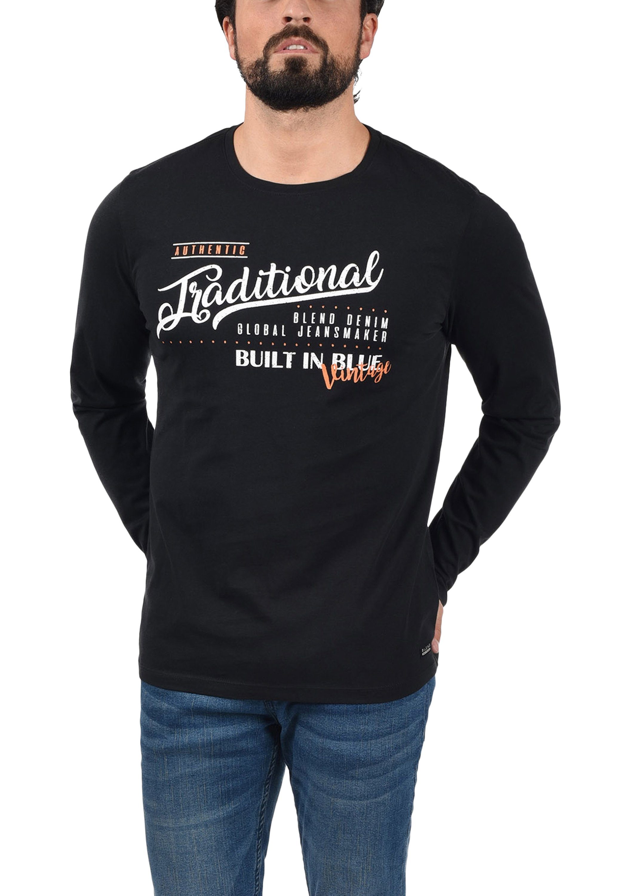 Blend Longsleeve BHDopper Klassisches Langarmshirt mit Rundhalsausschnitt und Print