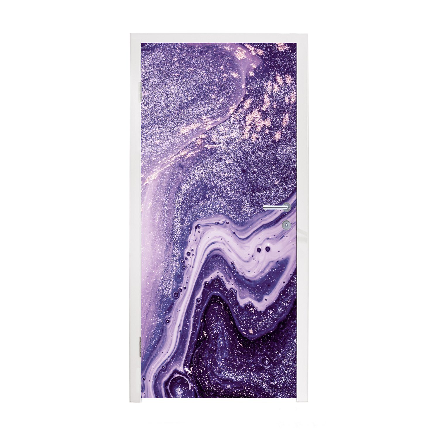 MuchoWow Türtapete Naturstein - Glitzer - Luxus, Matt, bedruckt, (1 St), Selbstklebende Tapete, Folie für Möbel, 75x205 cm