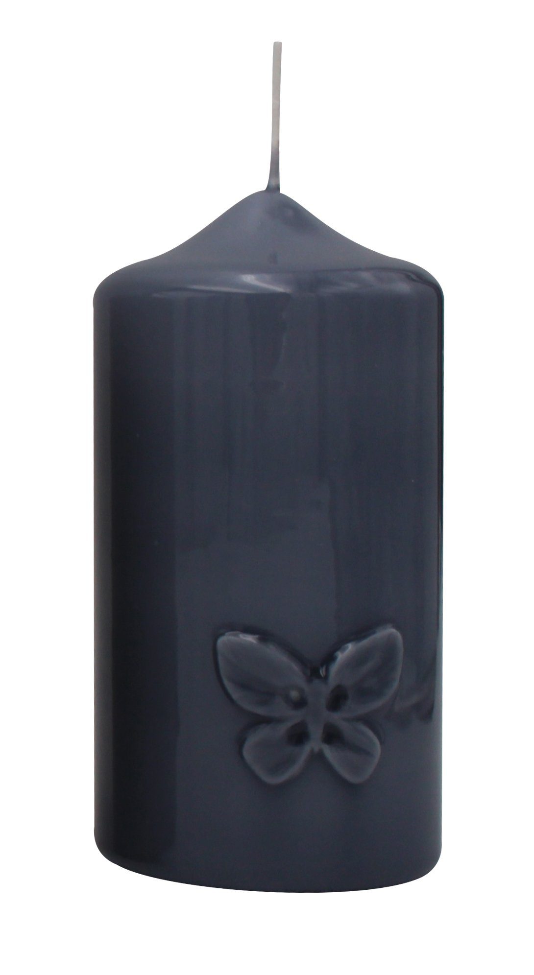 Kopschitz Kerzen Stumpenkerze Kerze "Butterfly" Blau-Grau gelackt 120 x Ø 60 mm, 1 Stück