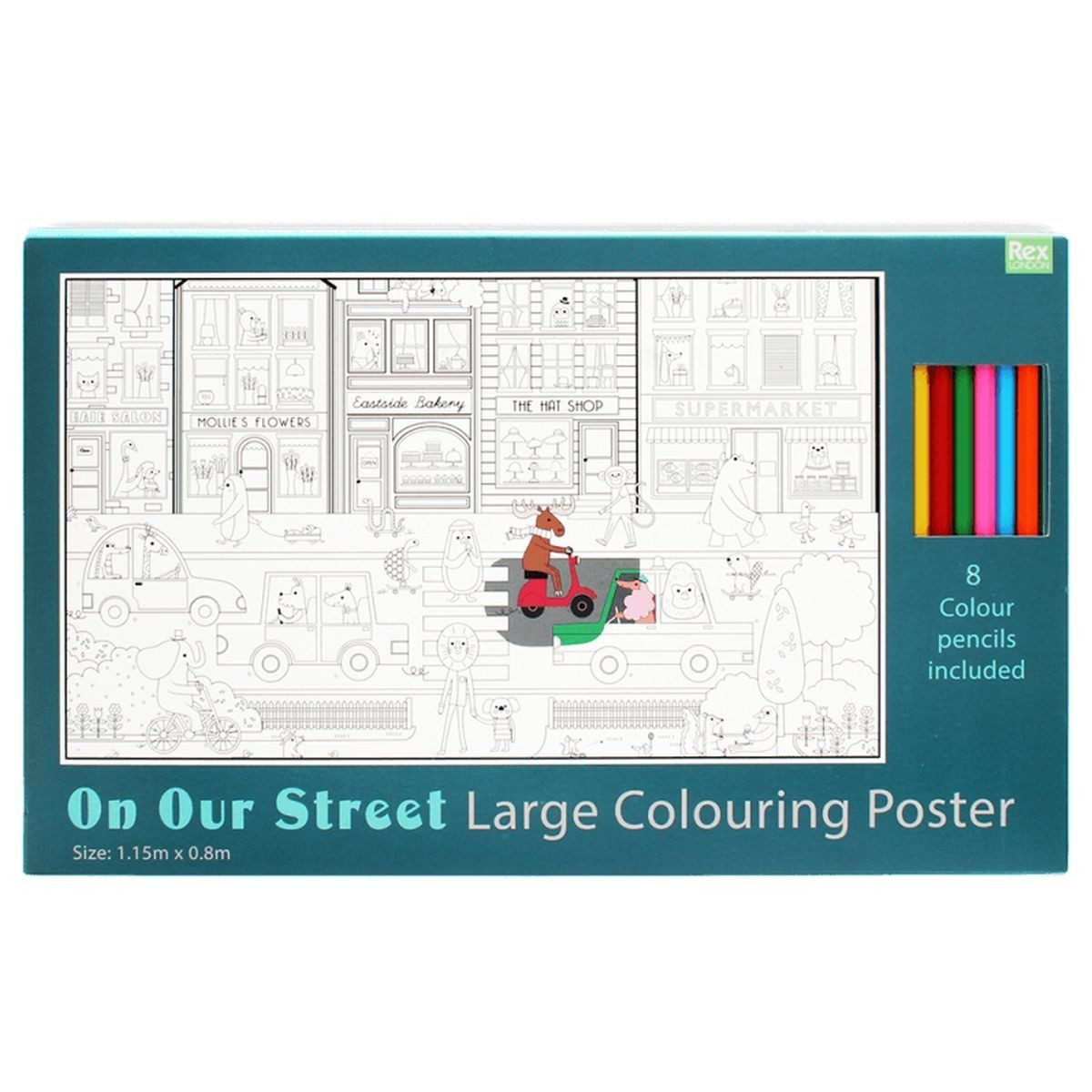 Rex London Malvorlage Ausmalposter mit 8 Buntstiften 115x80cm Ausmalbild