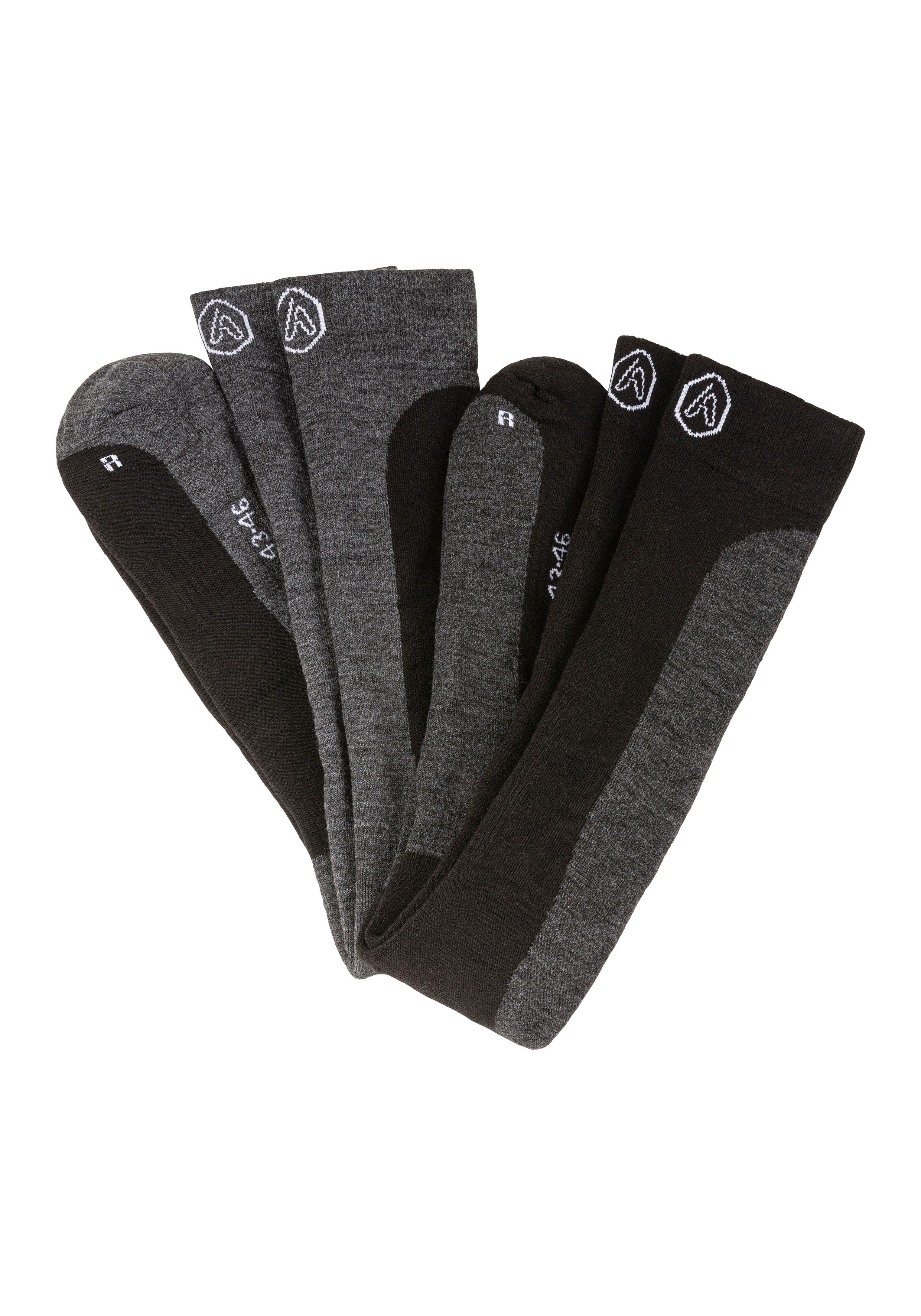Apollo Kniestrümpfe ADULTS SKI SOCKS DESIGN (2er Pack) Unisex, hoch, mit Logostickerei in zwei verschiedenen Designs