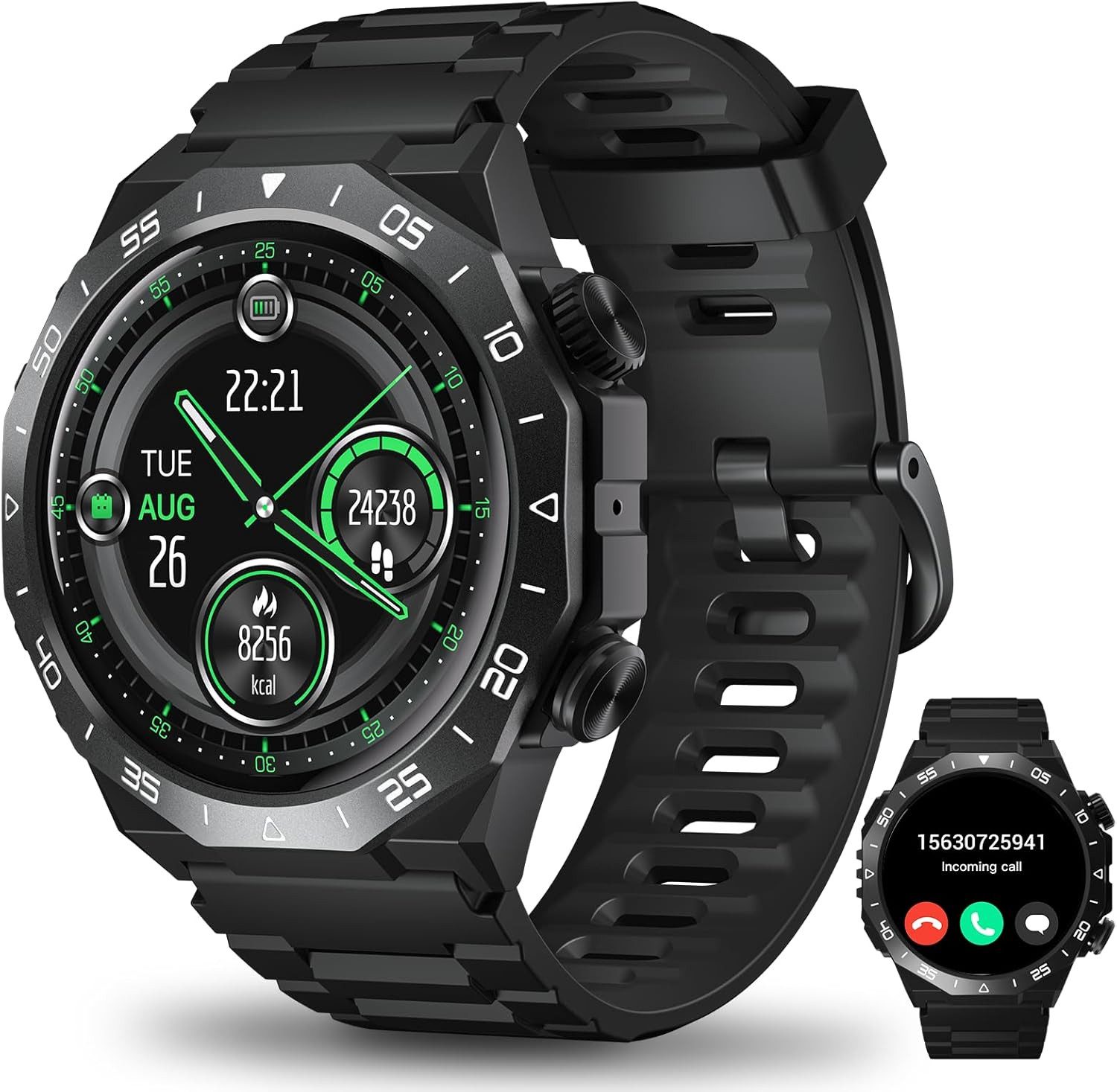 HOIFA S11 Smartwatch (3,5 cm, android ios), Smartwatch mit Bluetooth Telefonie Fitness Funktionen und Sportmodi