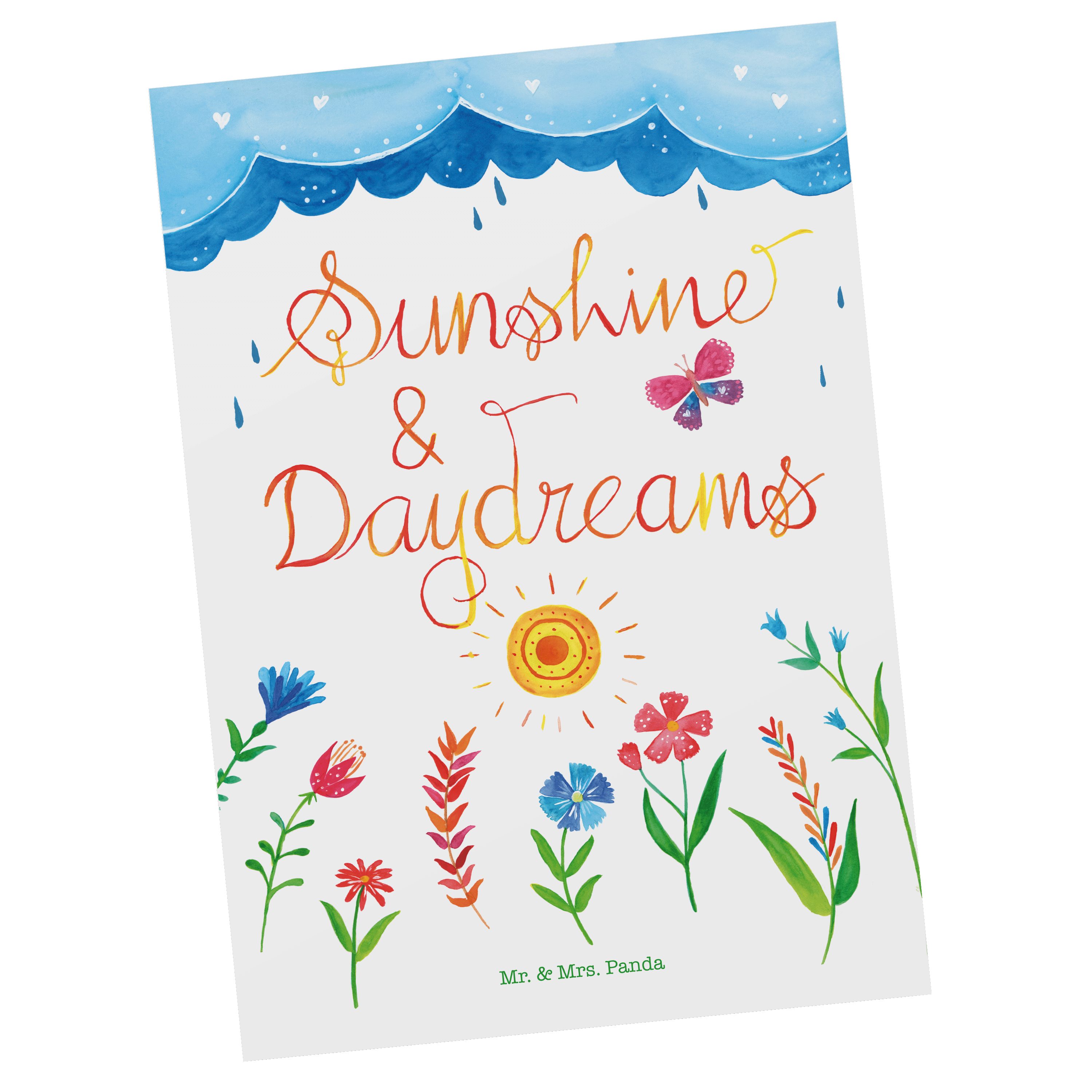 Mr. & Mrs. Panda Postkarte Sunshine and Daydreams - Geschenk, Ansichtskarte, Grußkarte, Dankeska