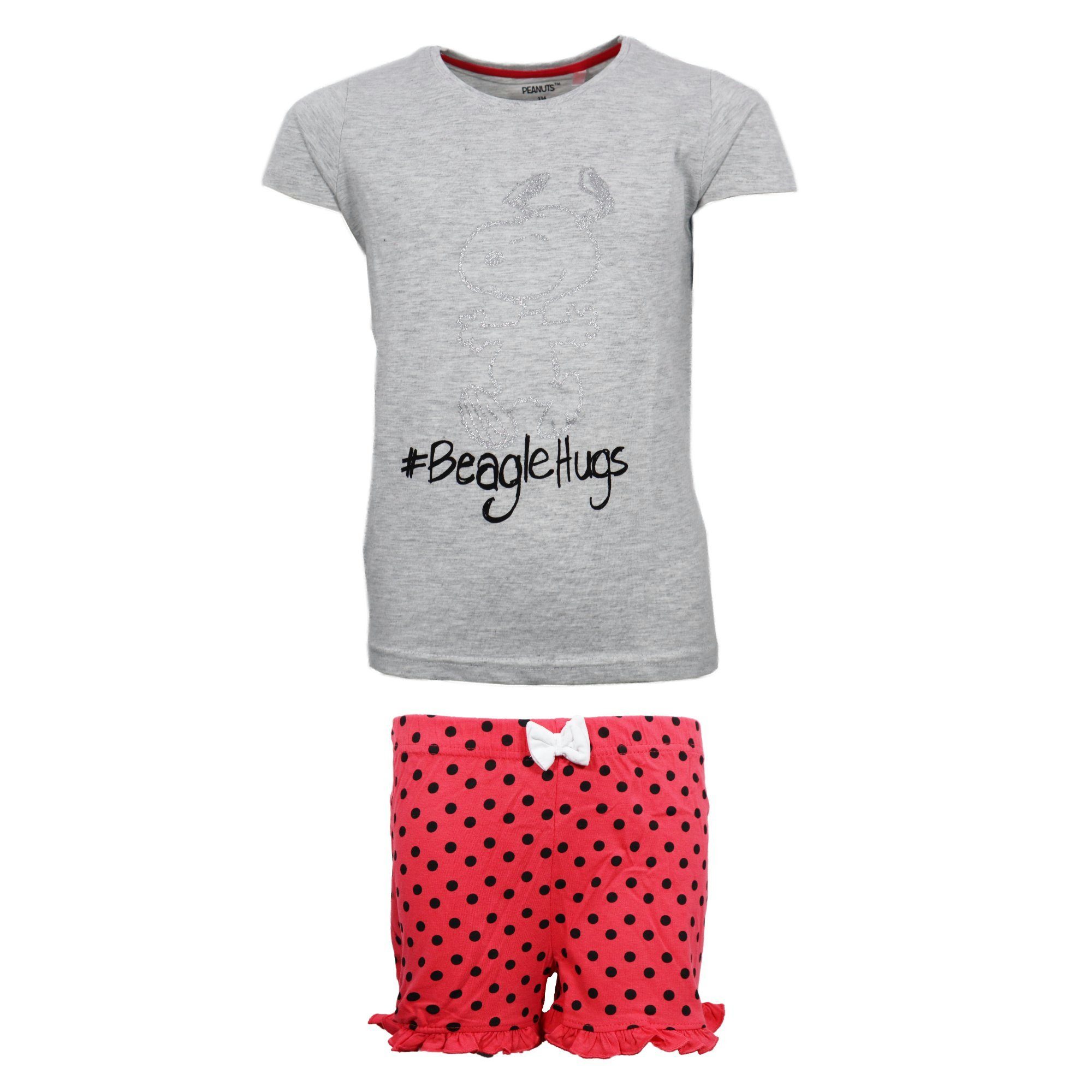Snoopy Schlafanzug Peanuts Snoopy Mädchen kurzarm Pyjama Shirt Shorts (Set) Gr. 134 bis 164
