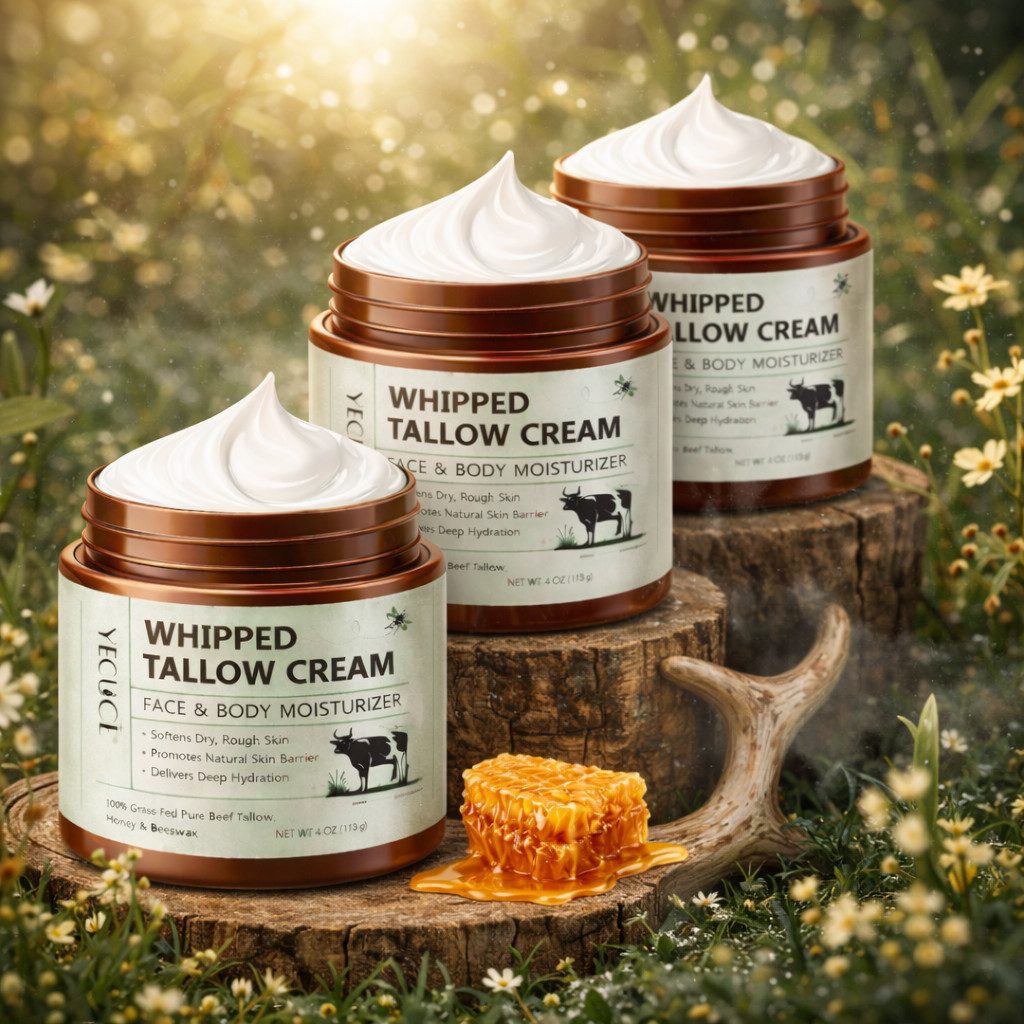 NexGen Beauty & Accessories Hautcreme Gesicht Creme Tallow Rindertalg Honig Beef Hautpflegecreme 120 g, 3-tlg.