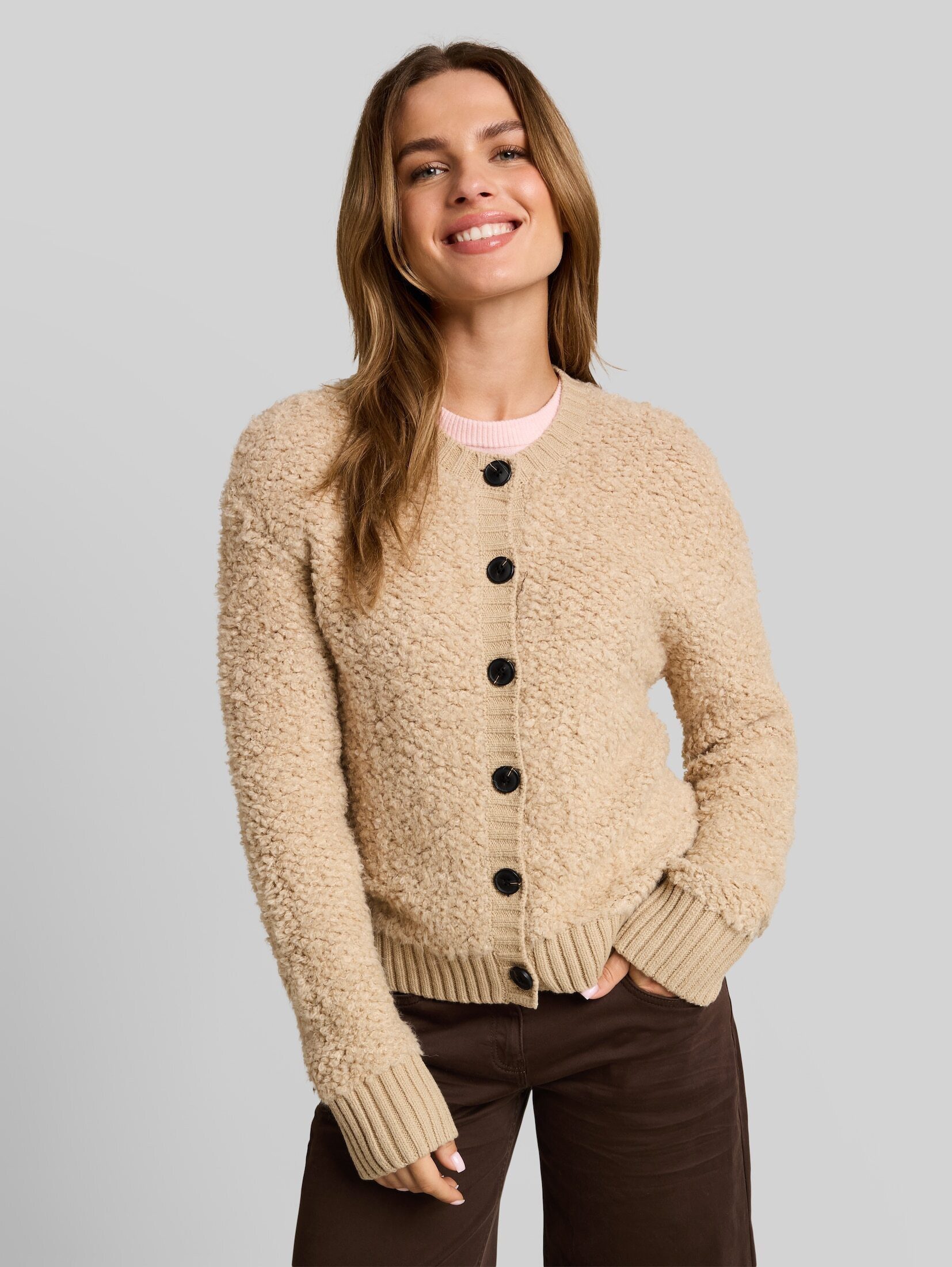 TOM TAILOR Cardigan Pullover & Strickjacken Loose Fit Bouclé Cardigan