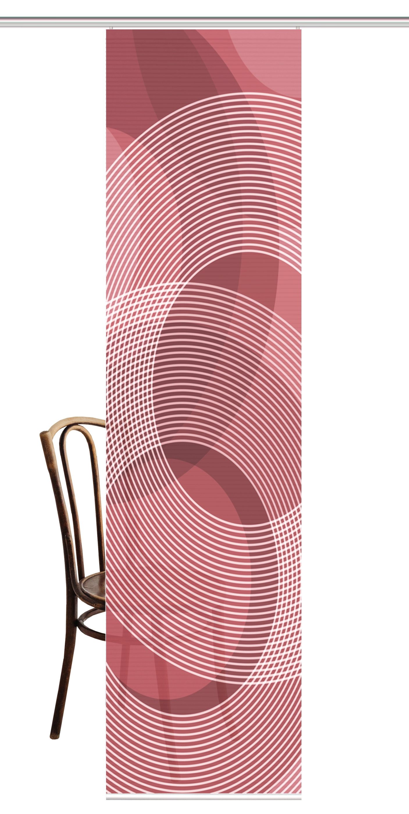 HOME WOHNIDEEN Schiebegardine HIG AFONSO Schiebegardine recyceltes Polyester, 245x60 cm, Kreismotiv (1 St), Paneelwagen, halbtransparent, Polyester (recycelt) Polyester