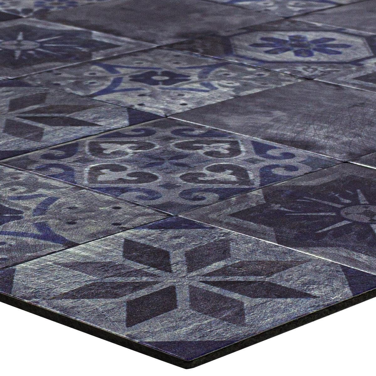 Mosafil Mosaikfliesen Mosaik Fliesen Metall Retro Alghero Selbstklebend, Metall 30.500x30.500, silber-blau