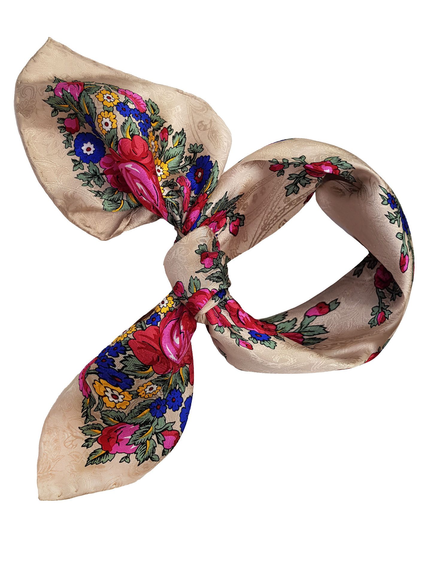 Moschen-Bayern Halstuch Halstuch Damen Nickituch Seidentuch Seidenhalstuch Rot Beige Rosen
