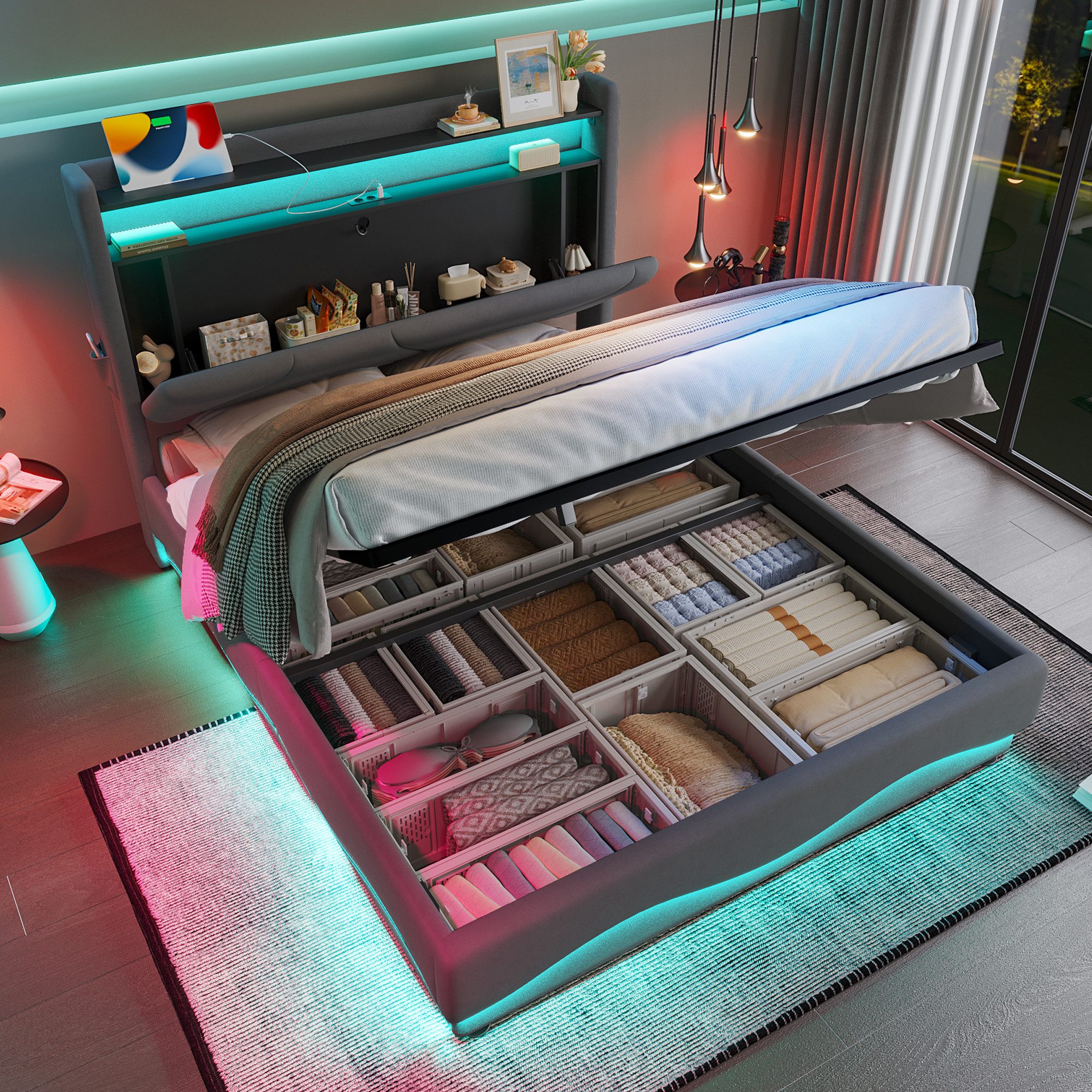 HAUSS SPOLE Polsterbett 160×200 LED-Doppelbett mit günstig online kaufen