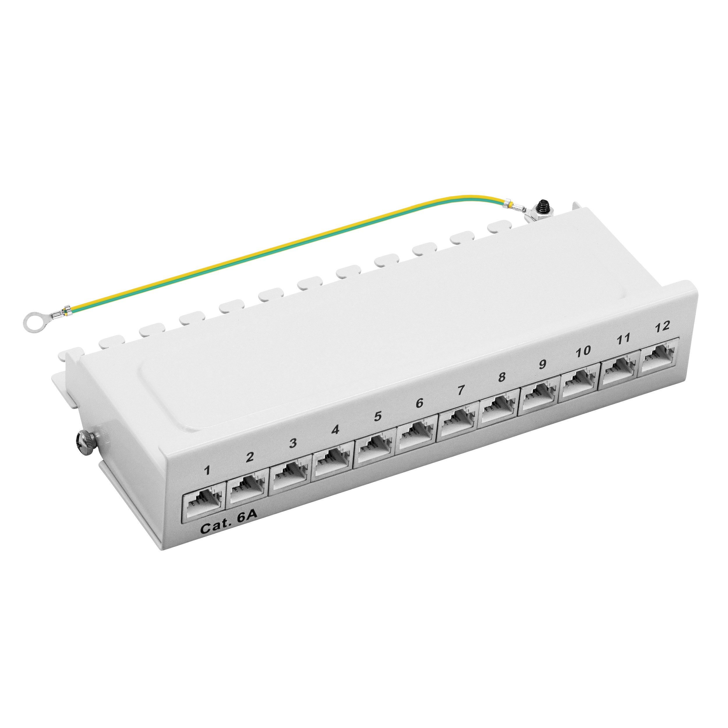 ProfiPatch Patchpanel Verteilerfeld Cat. 6A Wandmontage Netzwerk-Patch-Panel (12 Ports, 1 HE)