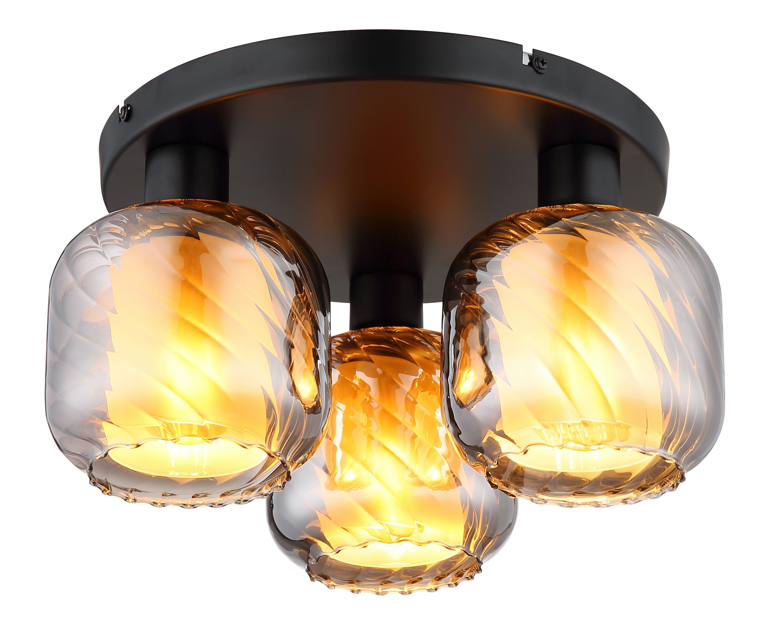 GLOBO LIGHTING Deckenleuchte XIA, ohne Leuchtmittel, Deckenlampe/Metall/Glas rauchfarben/Wohnzimmer/Flur