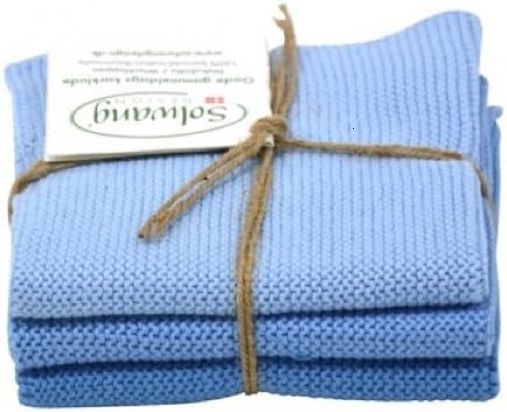 Solwang Putzlappen, Wischlappen, Wischtücher, Geschirrtuch, Handtuch, Reinigungstuch (Baumwolle, Waschbar bei 60 Grad, 3 Stück gestrickte Wischtücher in Eisblau Kombi, 25x25 cm, 3-tlg., Saugfähigkeit und Funktionalität zu optimieren/ Versch, Ausführungen)