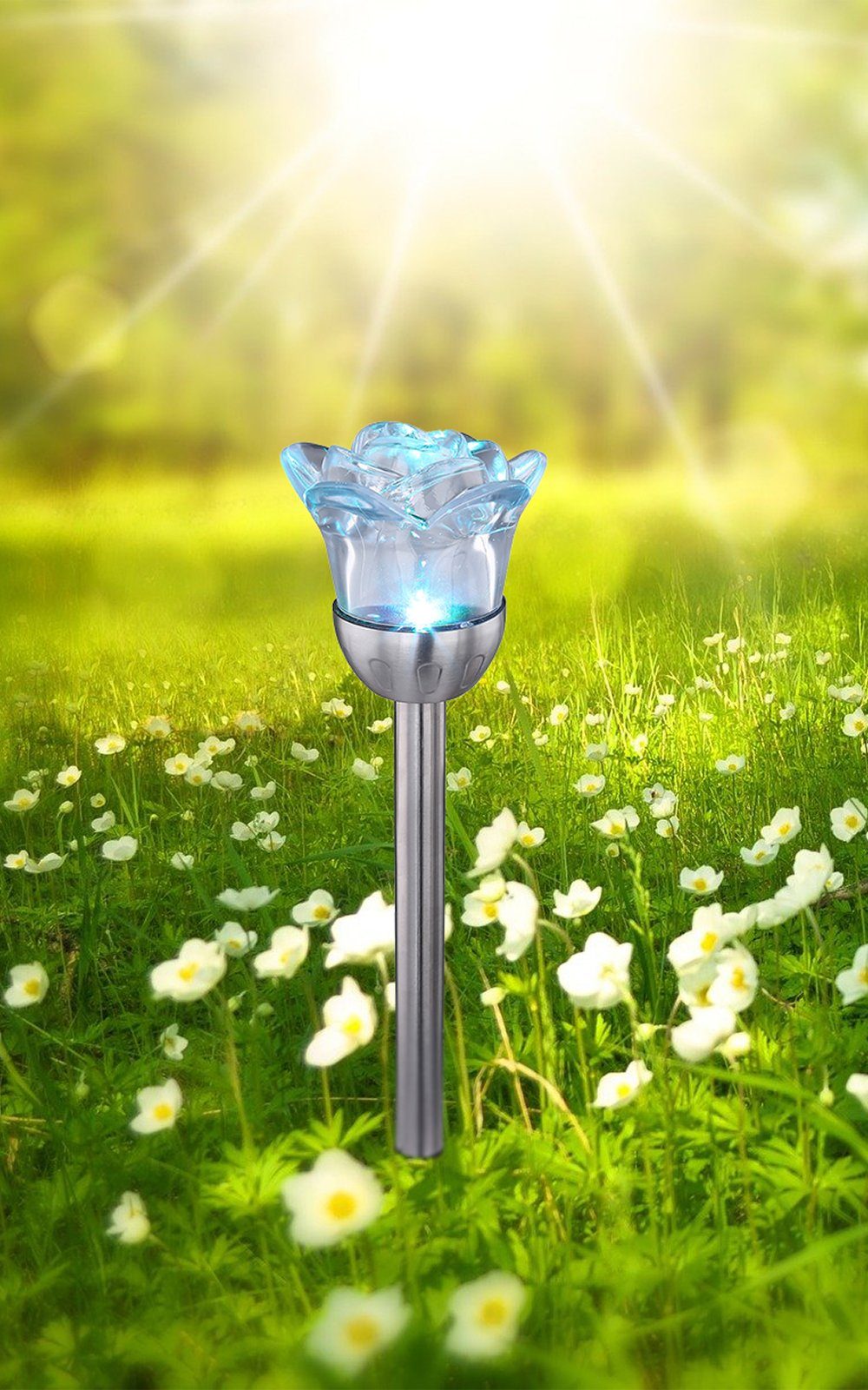 x Garten Blume Set Solarlampe LED Solarleuchte 2er Rose bmf-versand Solarleuchte Außen 2