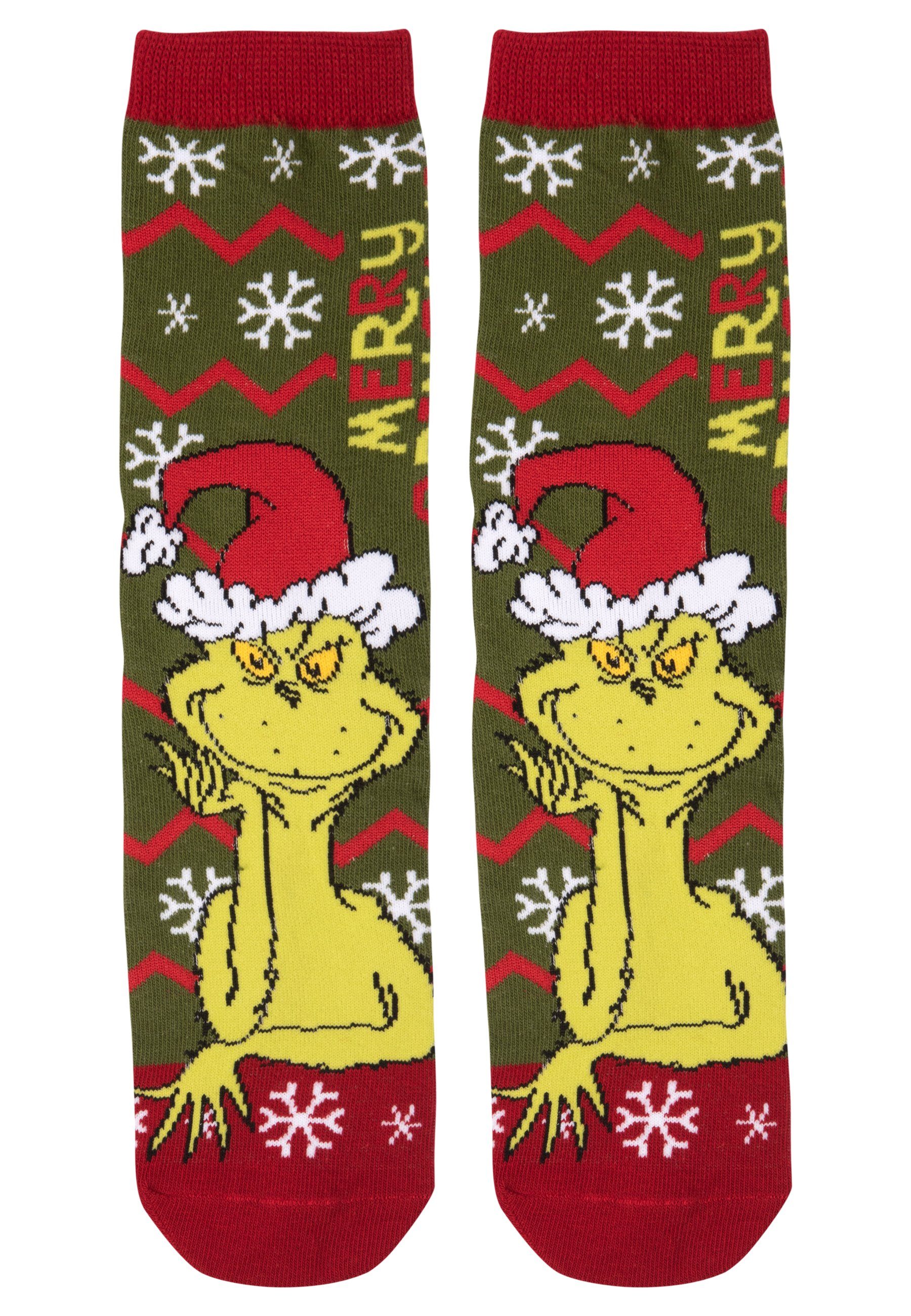 United Labels® Socken The Grinch Socken für Damen - Merry Grinchmas Sneaker Frauen Grün