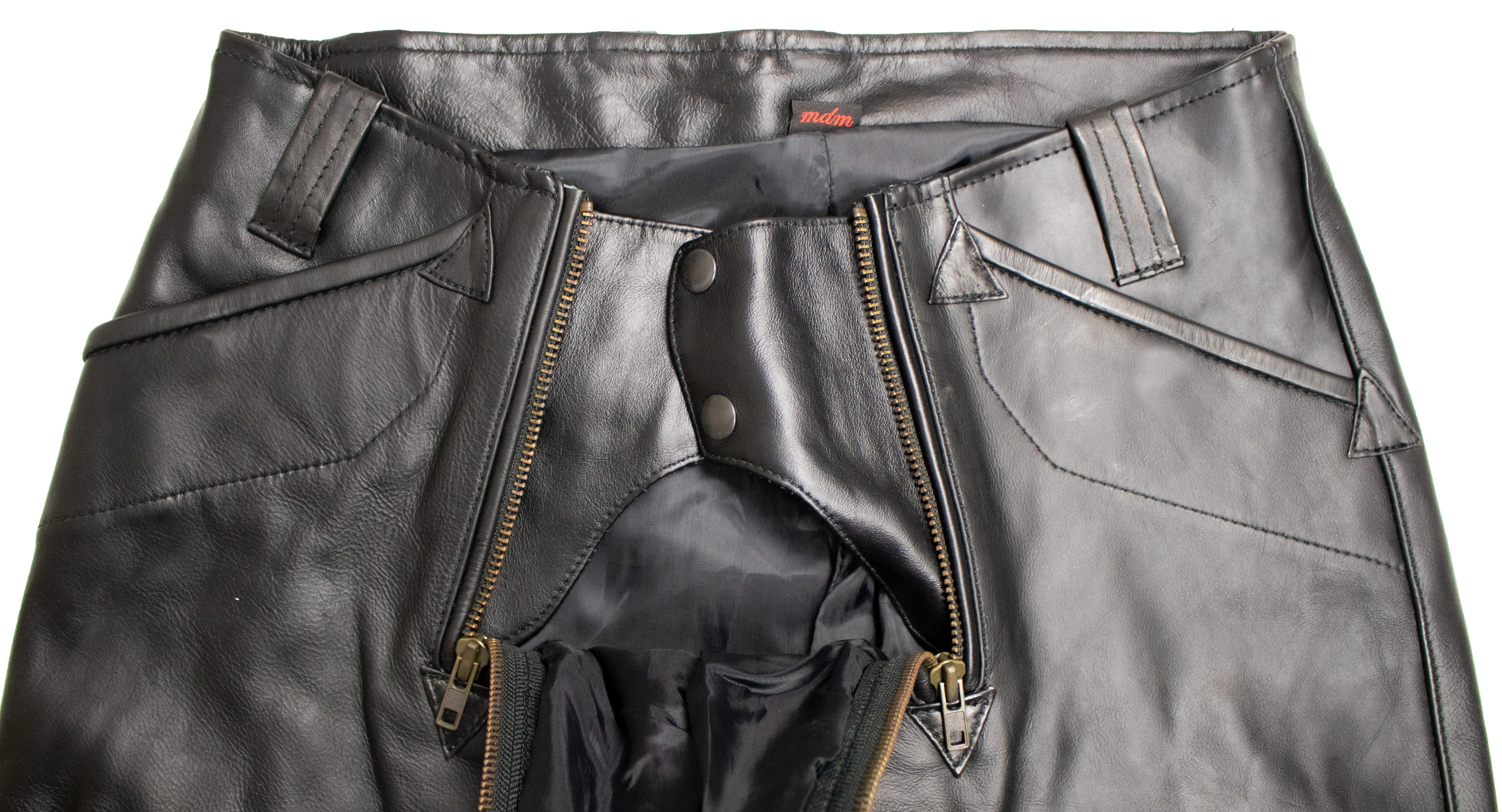 MDM Lederhose Herren Leder Zimmermannshose, Zunfthose aus Echtem Leder Schwarz – Bild 3 von 5