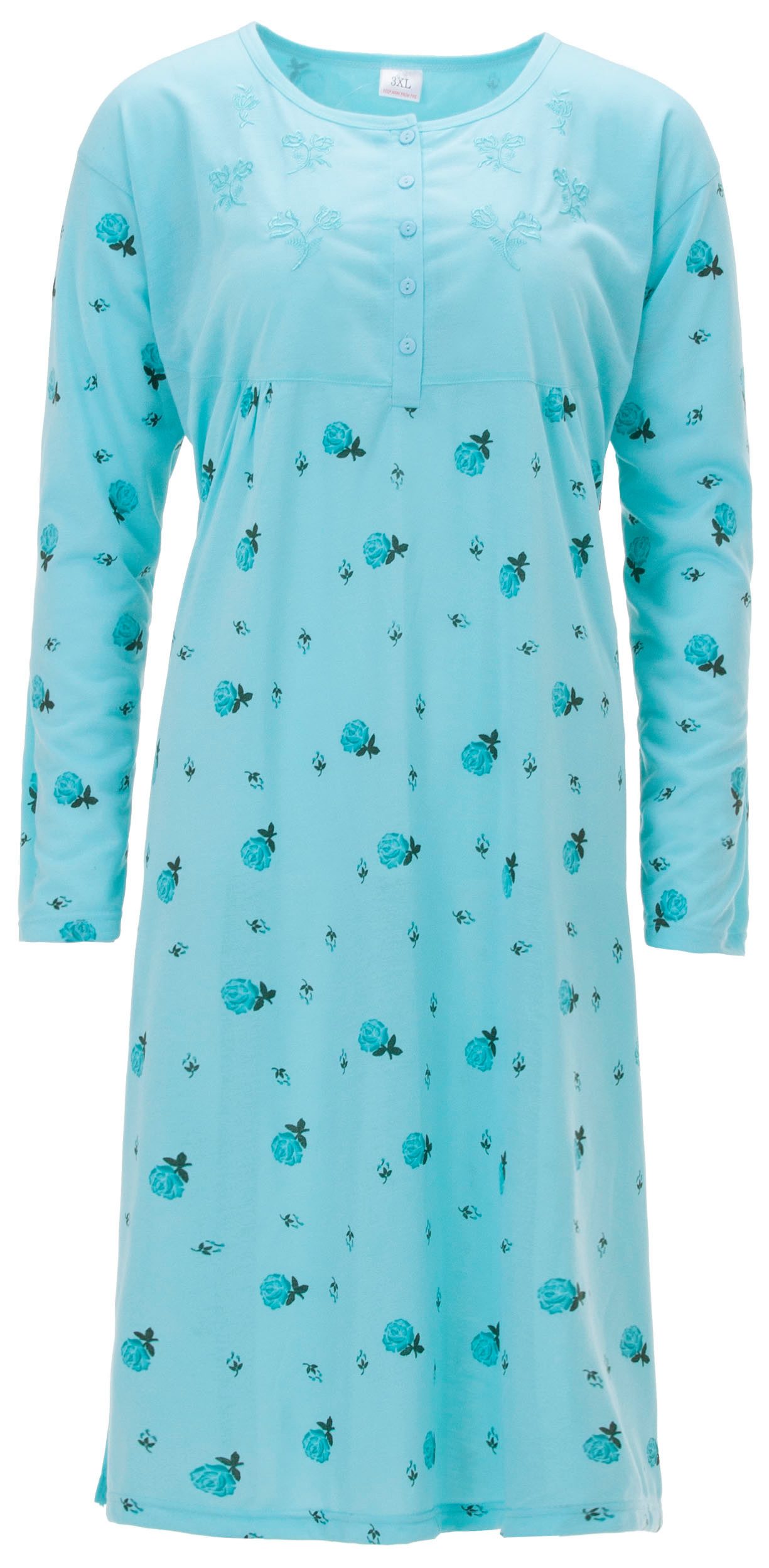 Lucky Nachthemd Nachthemd Langarm - Blüten 3XL-6XL