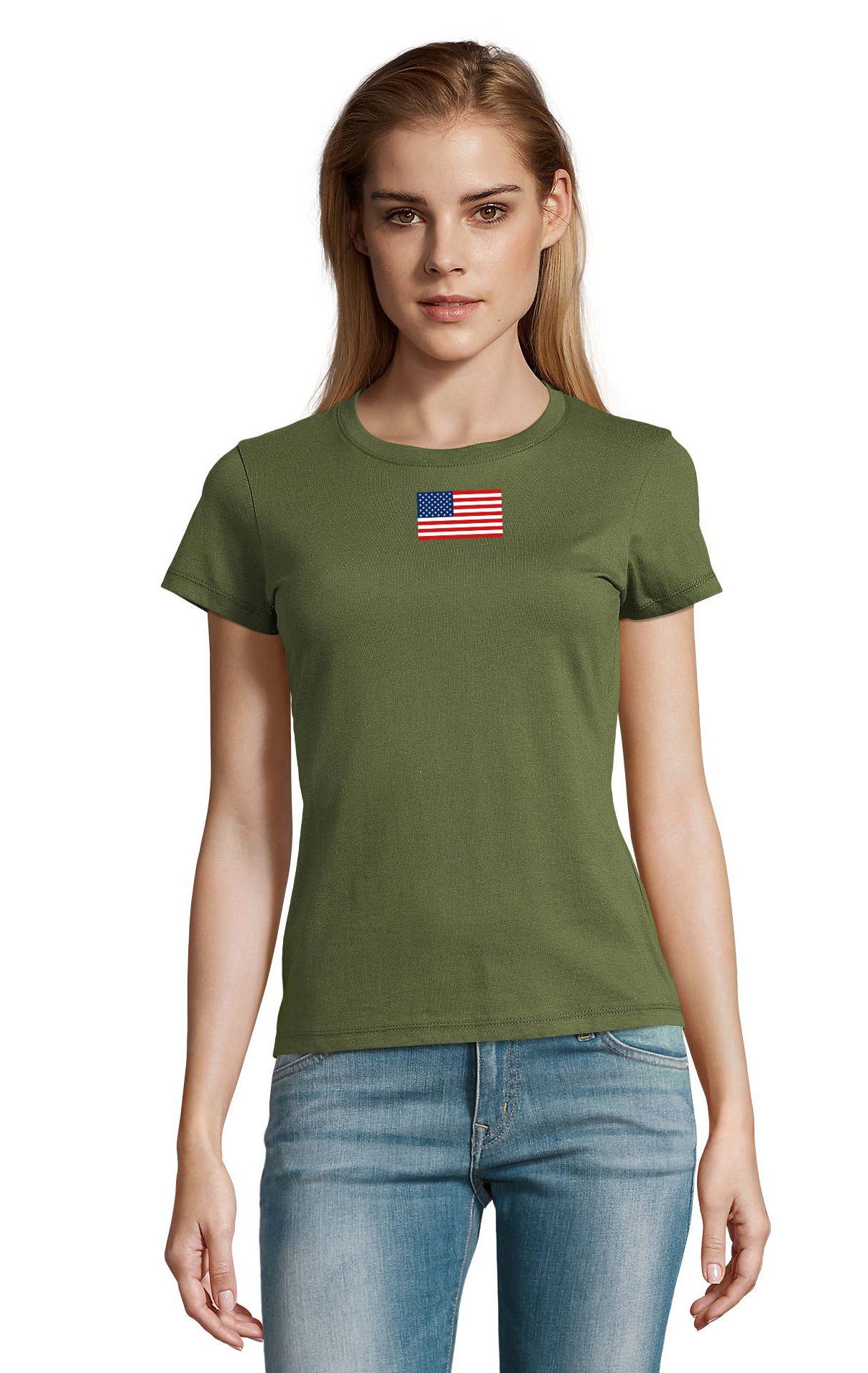 Blondie & Brownie T-Shirt Damen Nartion USA Vereinigte Staaten von Amerika  Army Peace Air Force