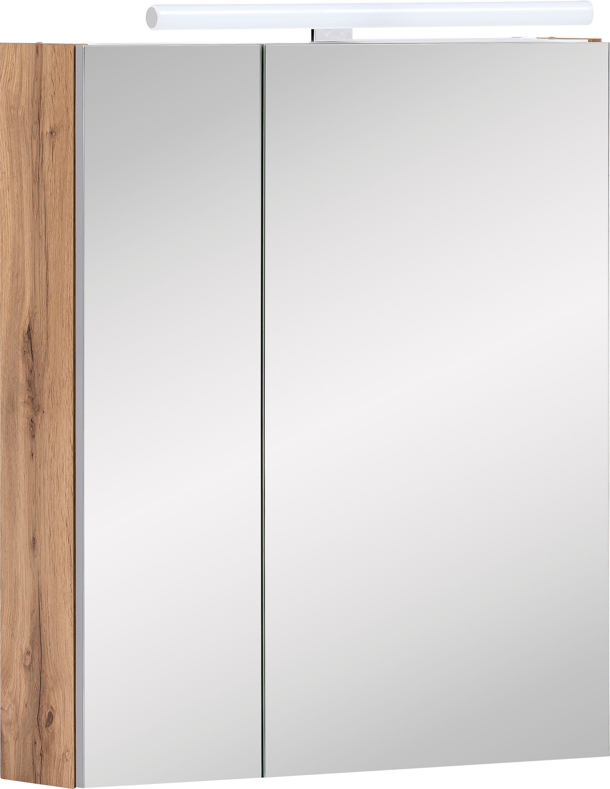 Schildmeyer Spiegelschrank Duo Breite 60 cm, 2-türig, LED-Beleuchtung,  Schalter-/Steckdosenbox, Scharniere mit Softclose-Funktion | Spiegelschränke