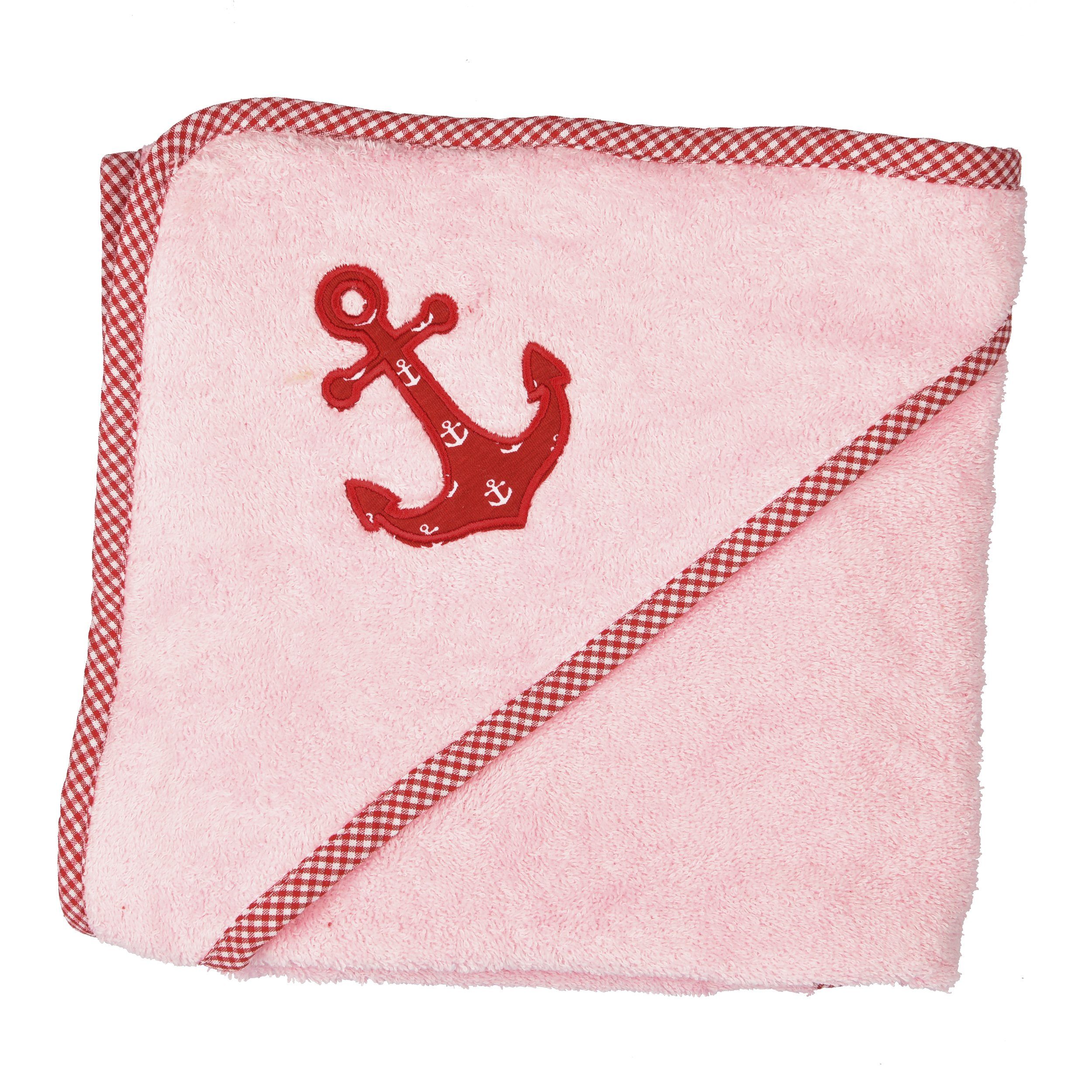 Kinder Wäsche P.Eisenherz Kapuzenhandtuch Anker (1-St), aus flauschiger, saugfähiger Baumwolle in rosa