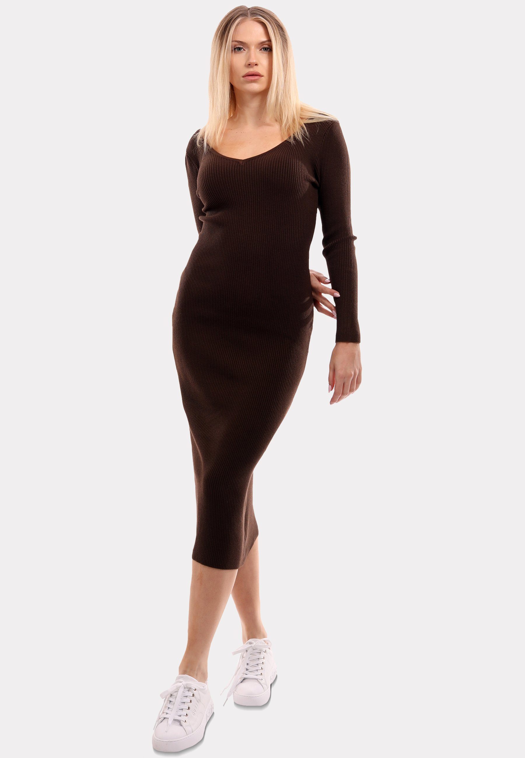 YC Fashion & Style Strickkleid Strickkleid mit V-Ausschnitt KNIT DRESS (Kei günstig online kaufen